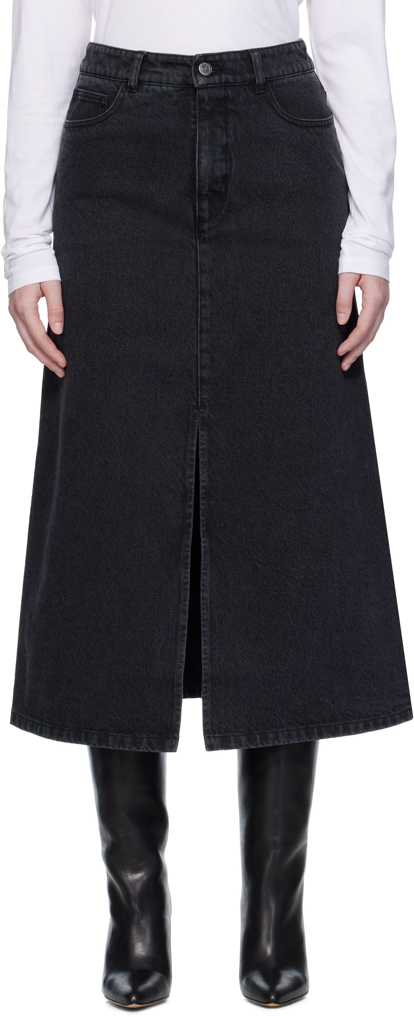 A. P.C. Black Georgia Denim Midi Skirt