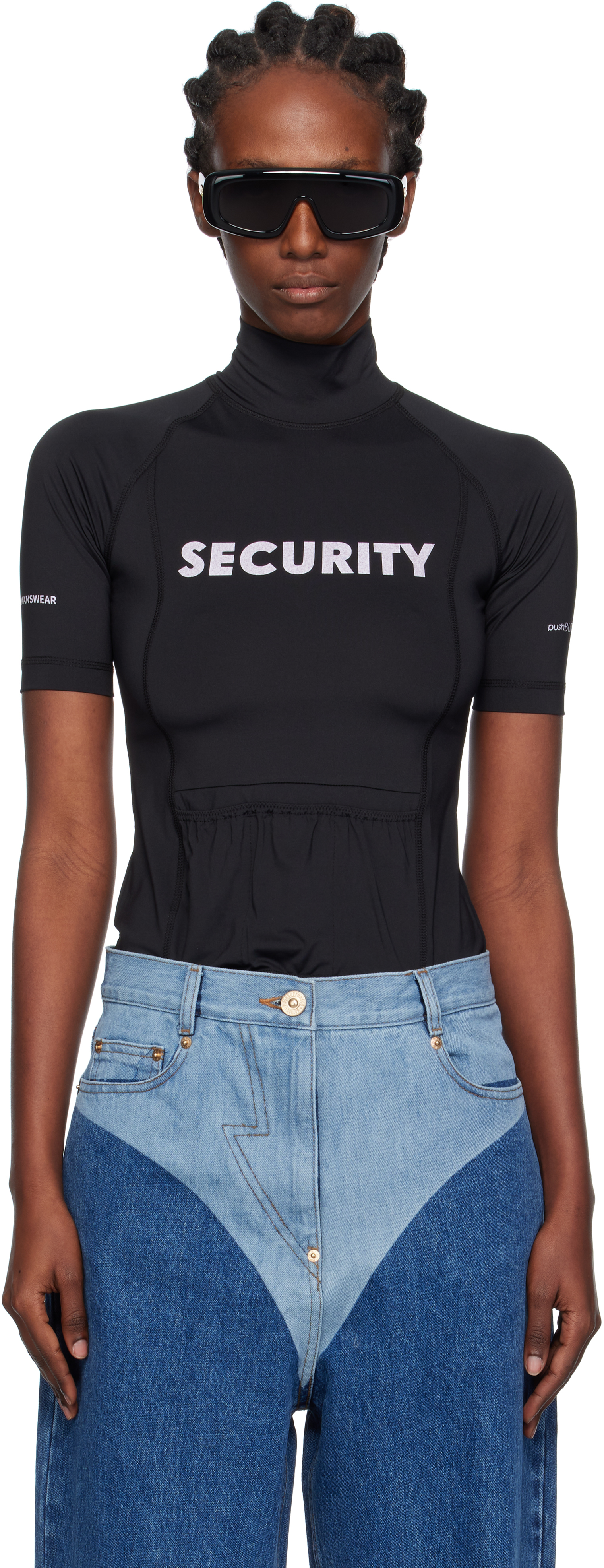Pushbutton Black 'security' Pocket Turtleneck In Black