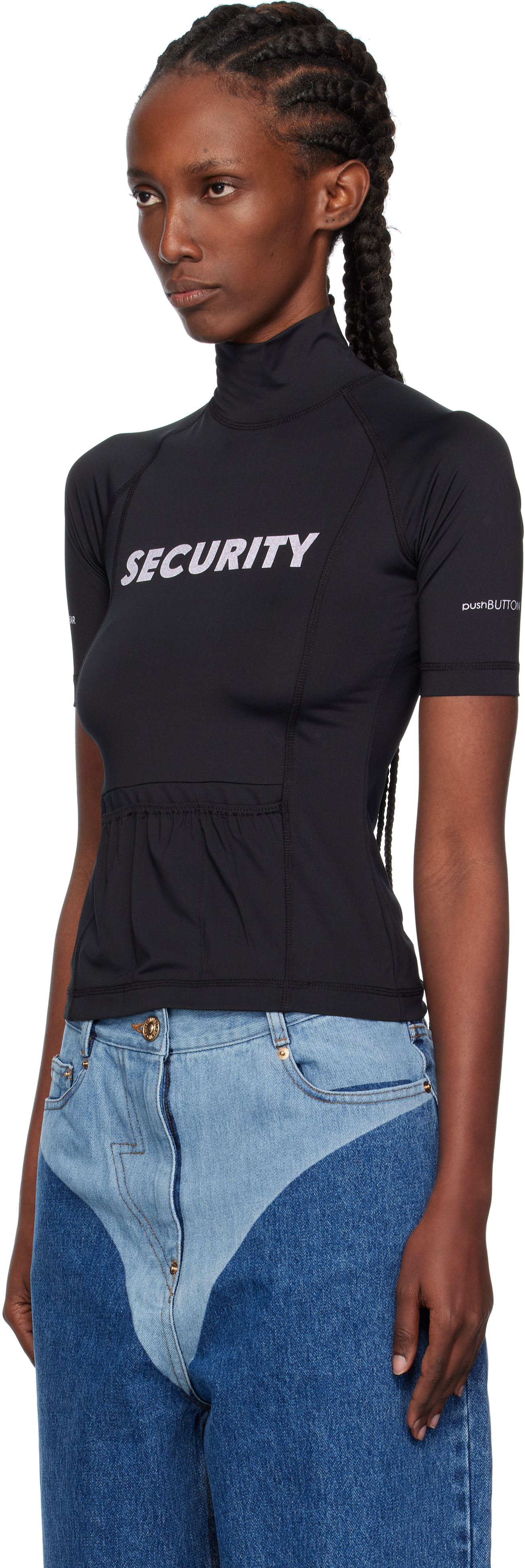 Pushbutton Black 'security' Pocket Turtleneck In Black