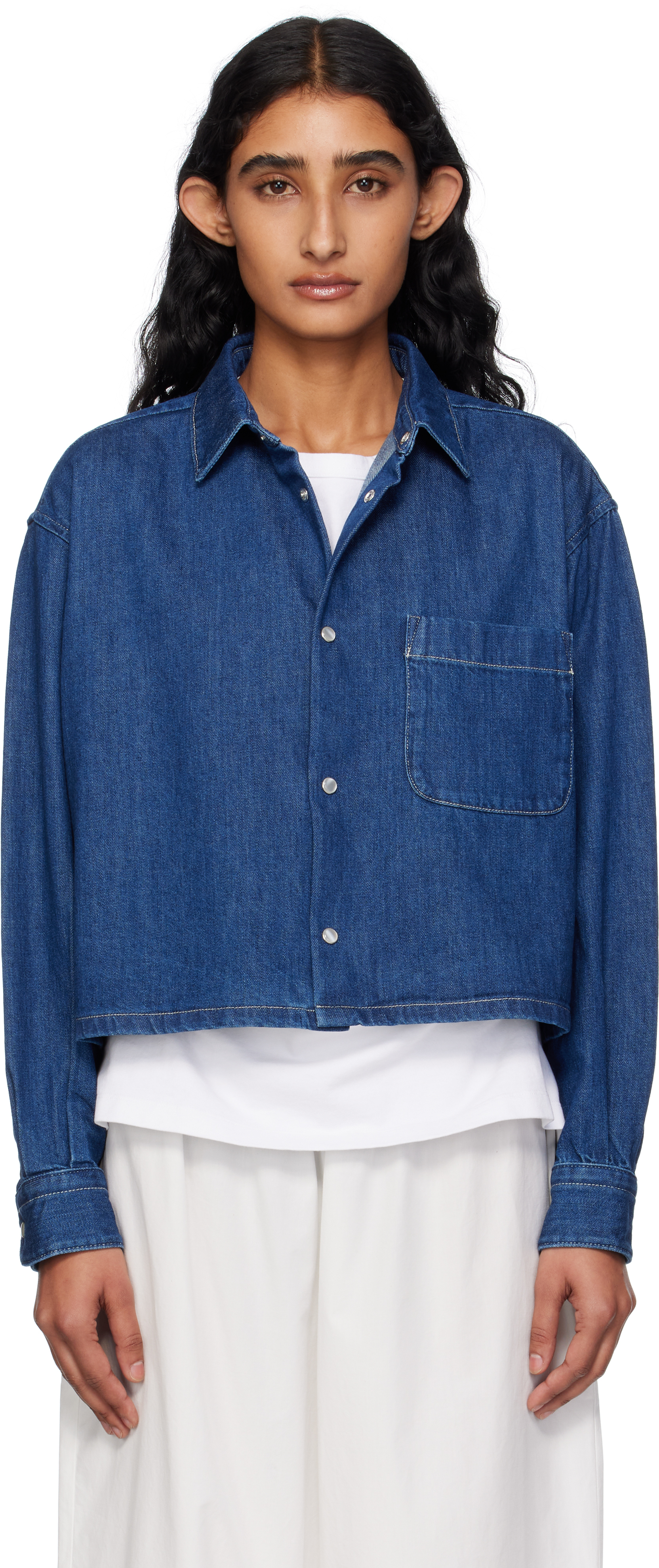 Apc Navy Samantha Denim Overshirt In Purple
