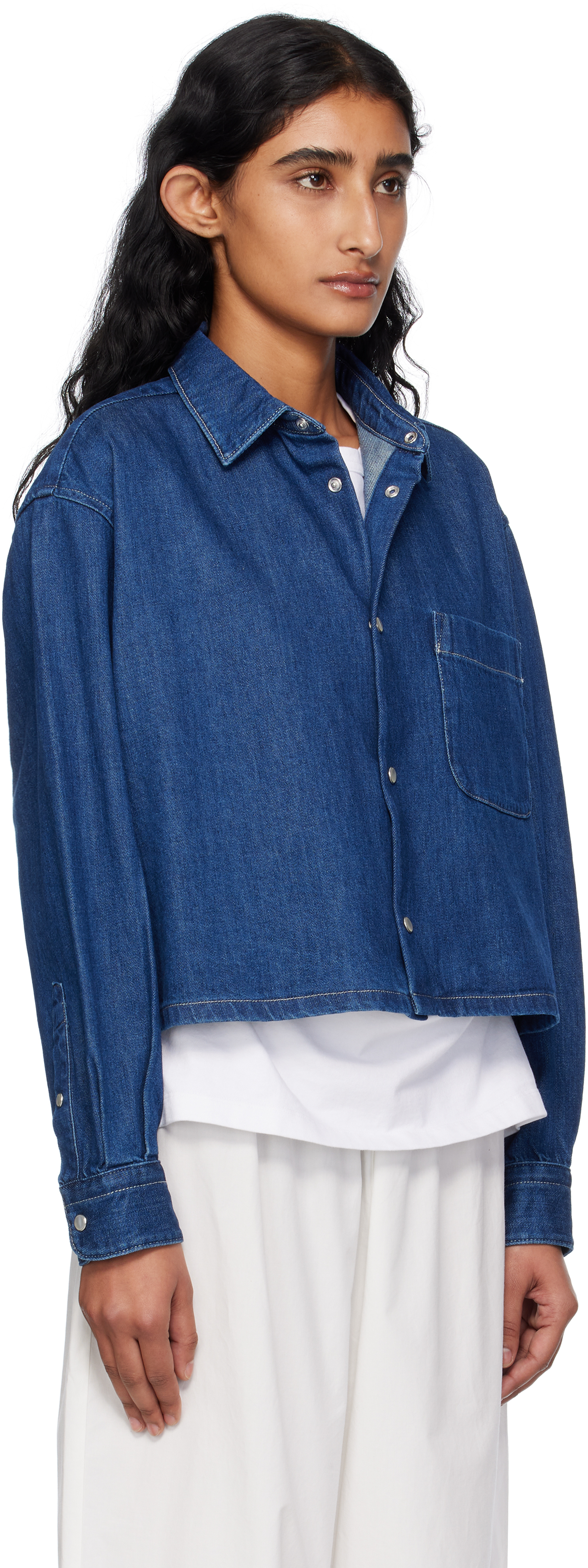 Apc Navy Samantha Denim Overshirt In Purple