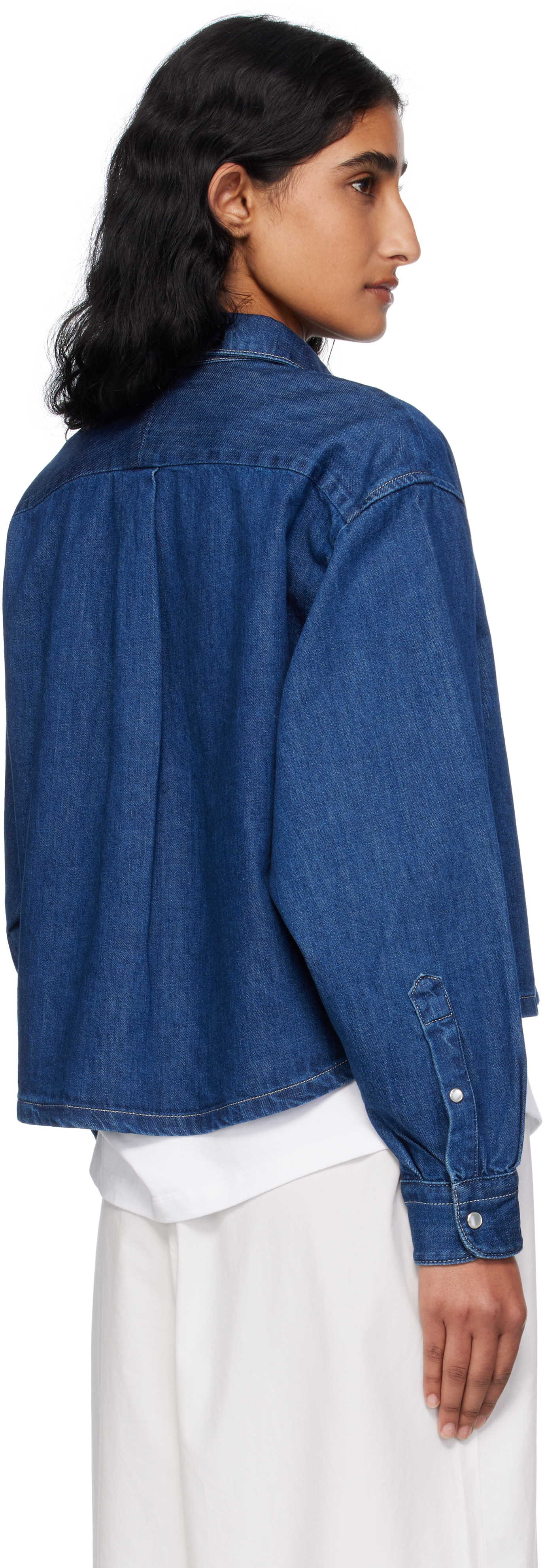 Apc Navy Samantha Denim Overshirt In Purple