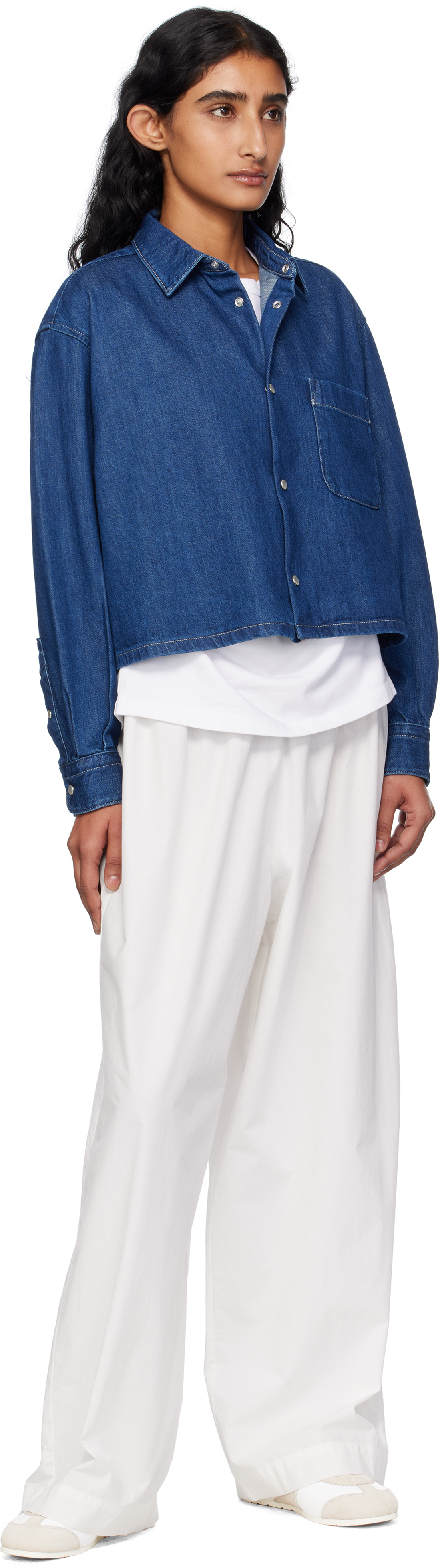 Apc Navy Samantha Denim Overshirt In Purple