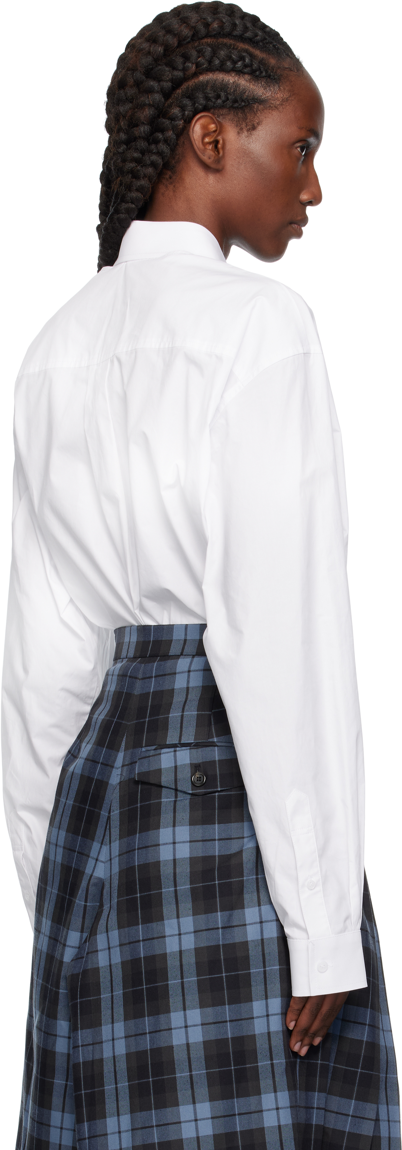 Pushbutton White Neck Tie Shirt In White
