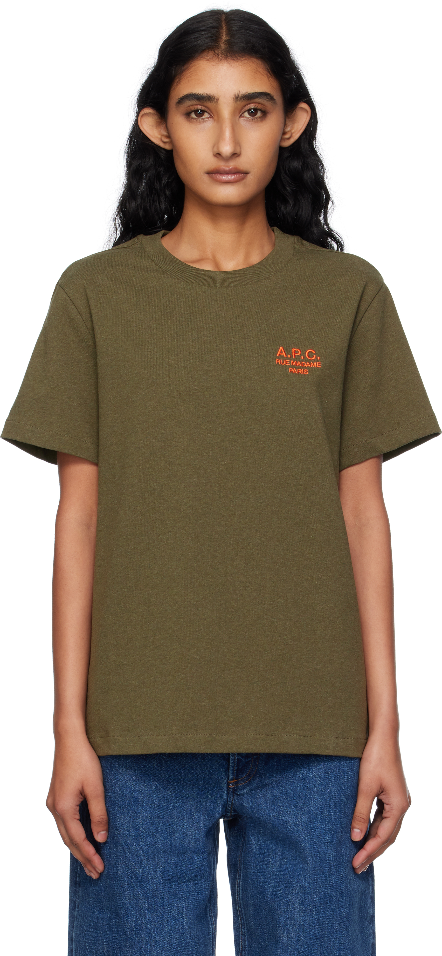 【関税込み】A.P.C. カーキ Standard Rue Madame Tシャツ Standard Rue Madame T-shirt | Organic jersey | A.P.C. Ready