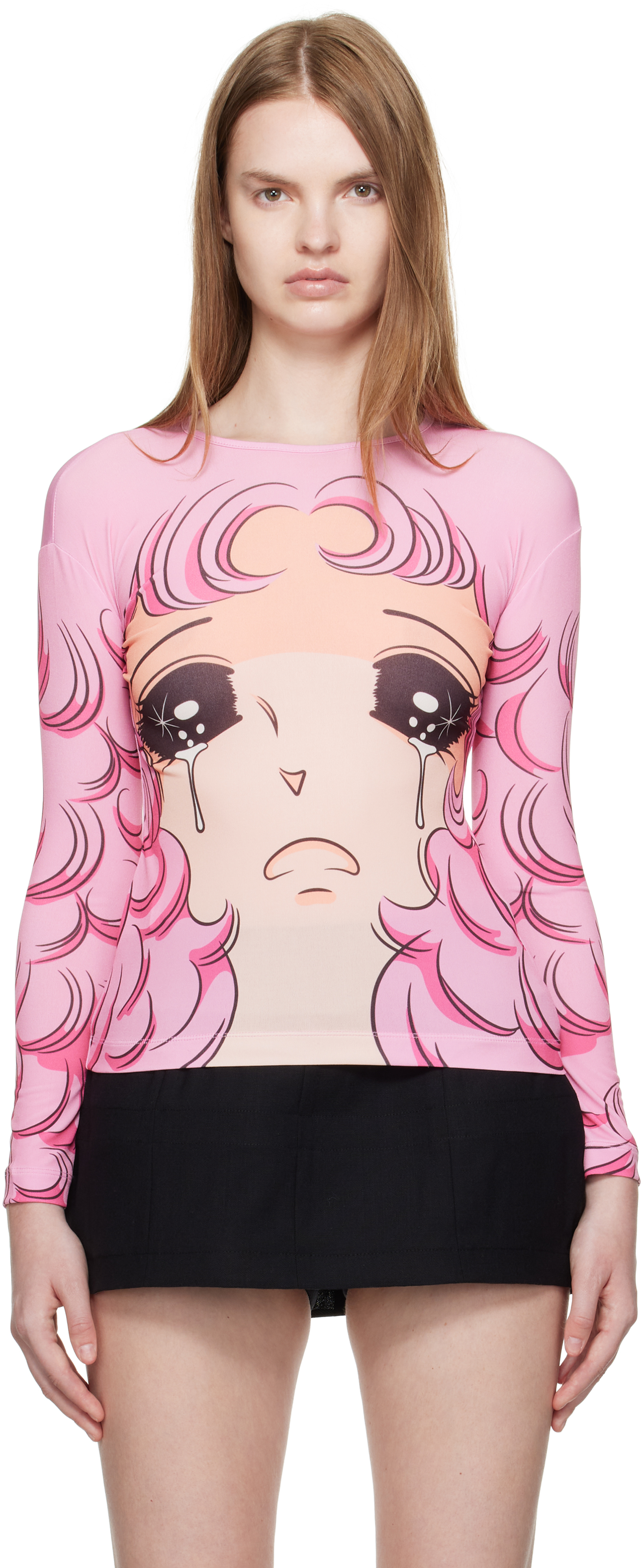 Pushbutton Ssense Exclusive Pink Long Sleeve Crying Girl T-shirt In Pink
