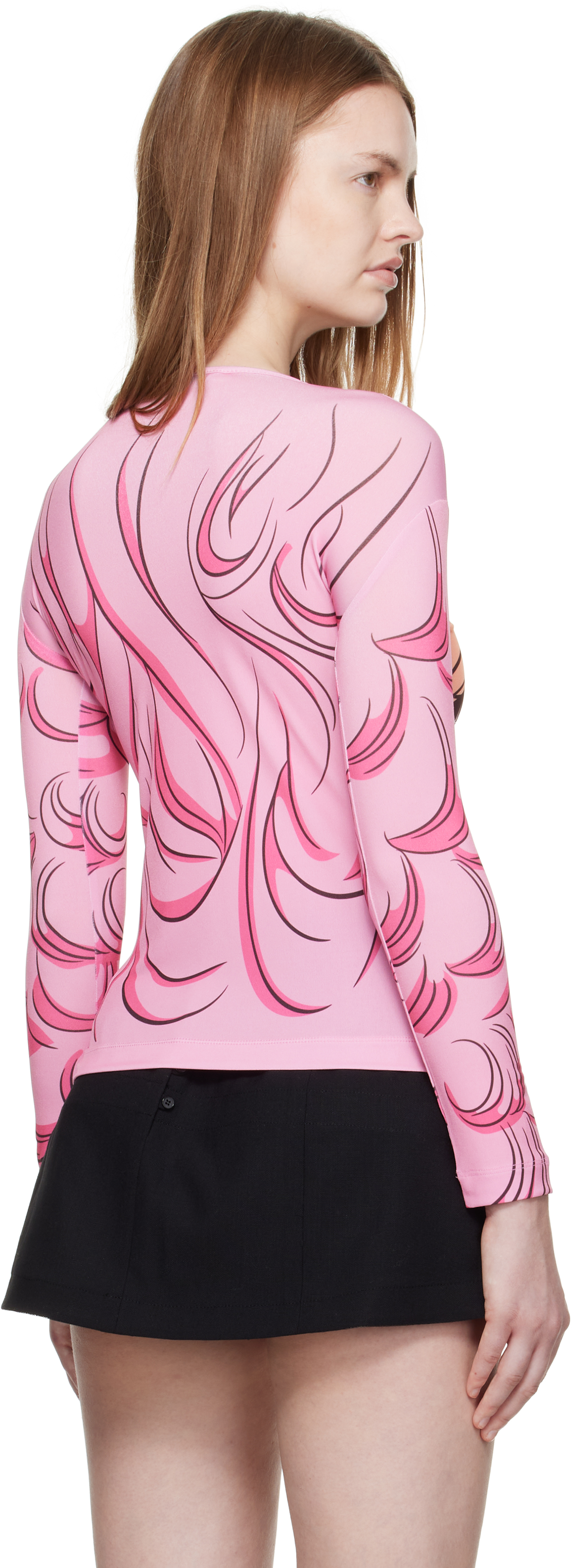 Pushbutton Ssense Exclusive Pink Long Sleeve Crying Girl T-shirt In Pink
