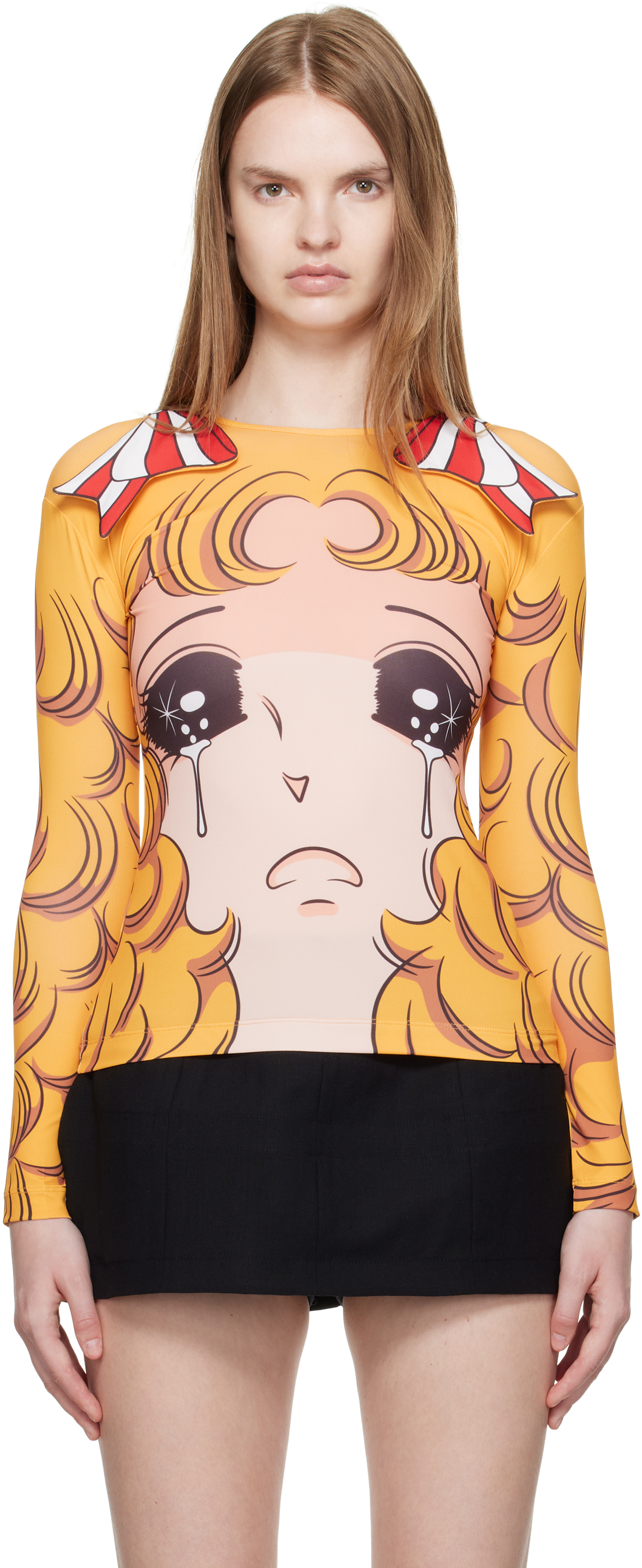 Pushbutton Yellow Ribbon Jersey Crying Girl T-shirt In Yellow