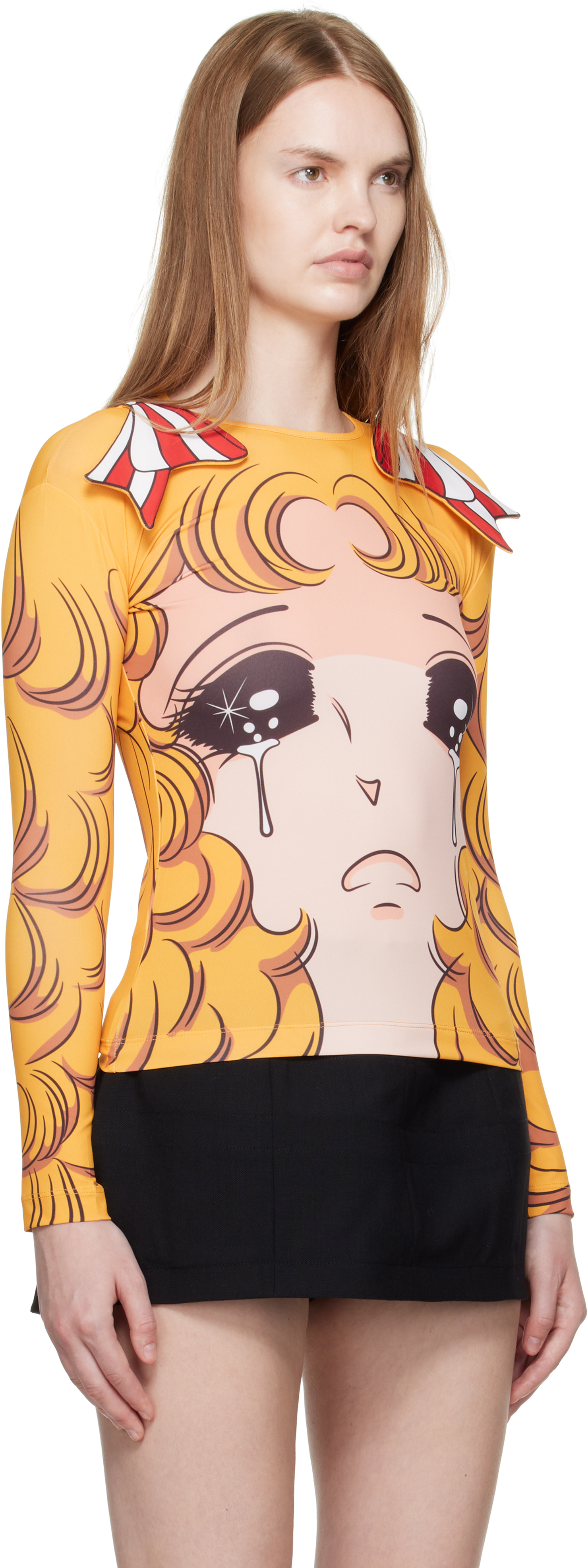 Pushbutton Yellow Ribbon Jersey Crying Girl T-shirt In Yellow