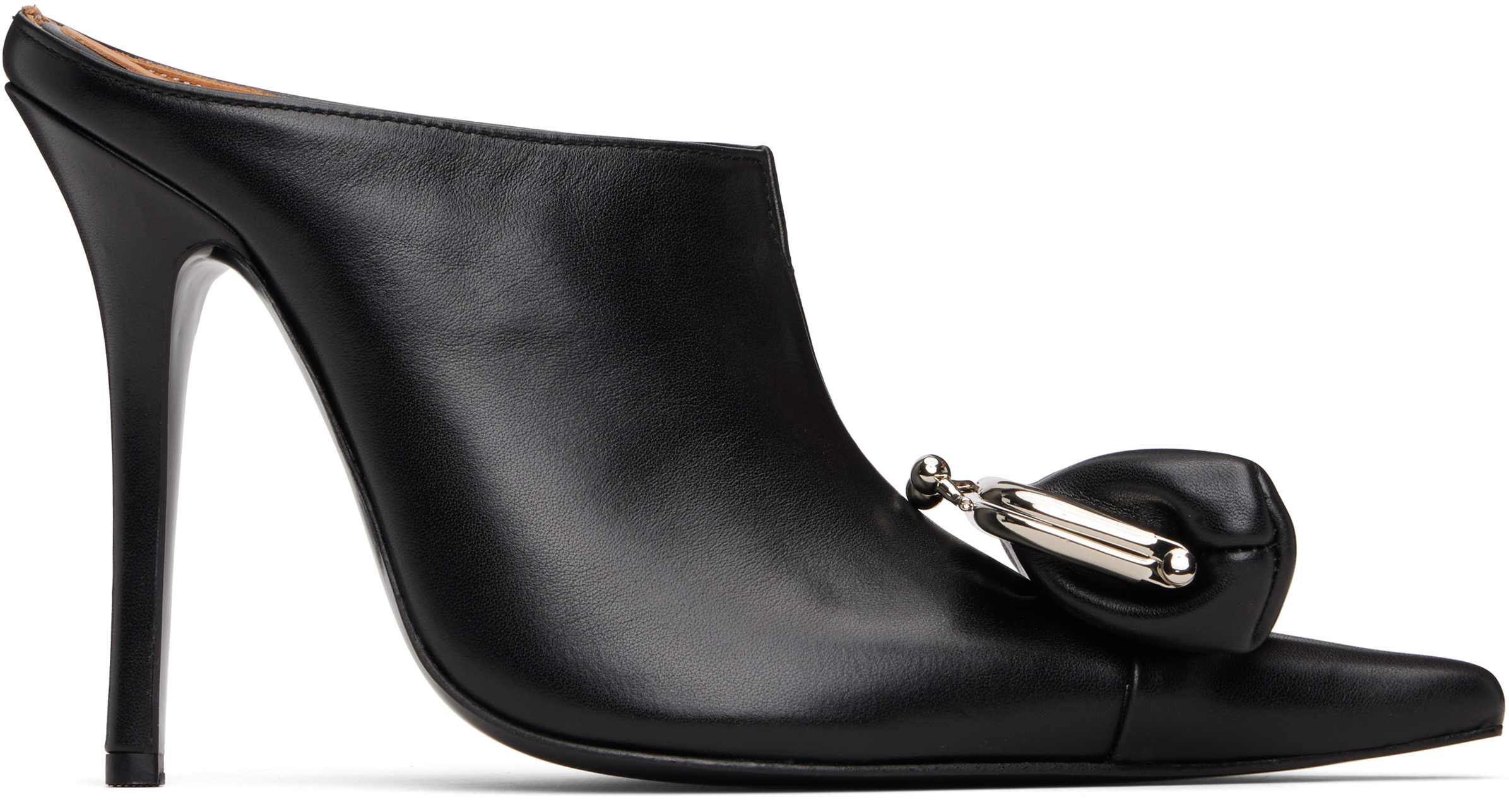 Pushbutton Black Coin Purse Pointy Heels In Black