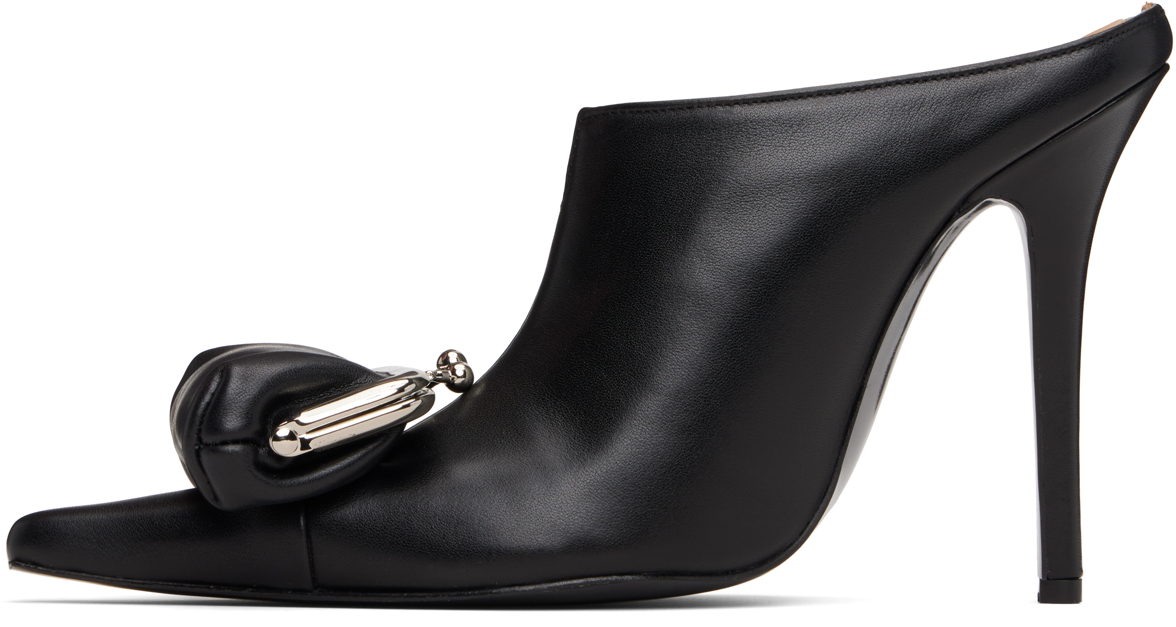 Pushbutton Black Coin Purse Pointy Heels In Black