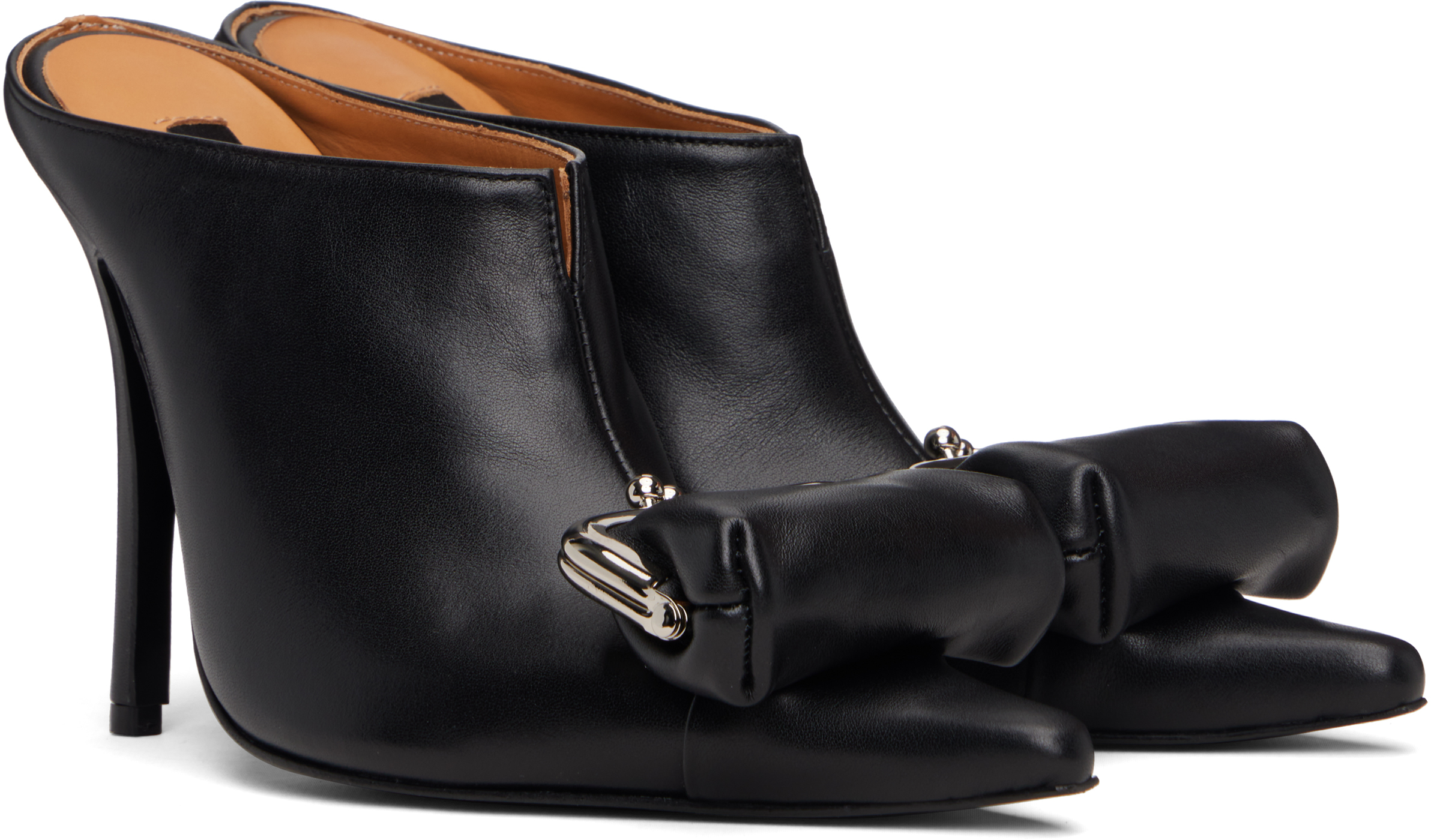 Pushbutton Black Coin Purse Pointy Heels In Black