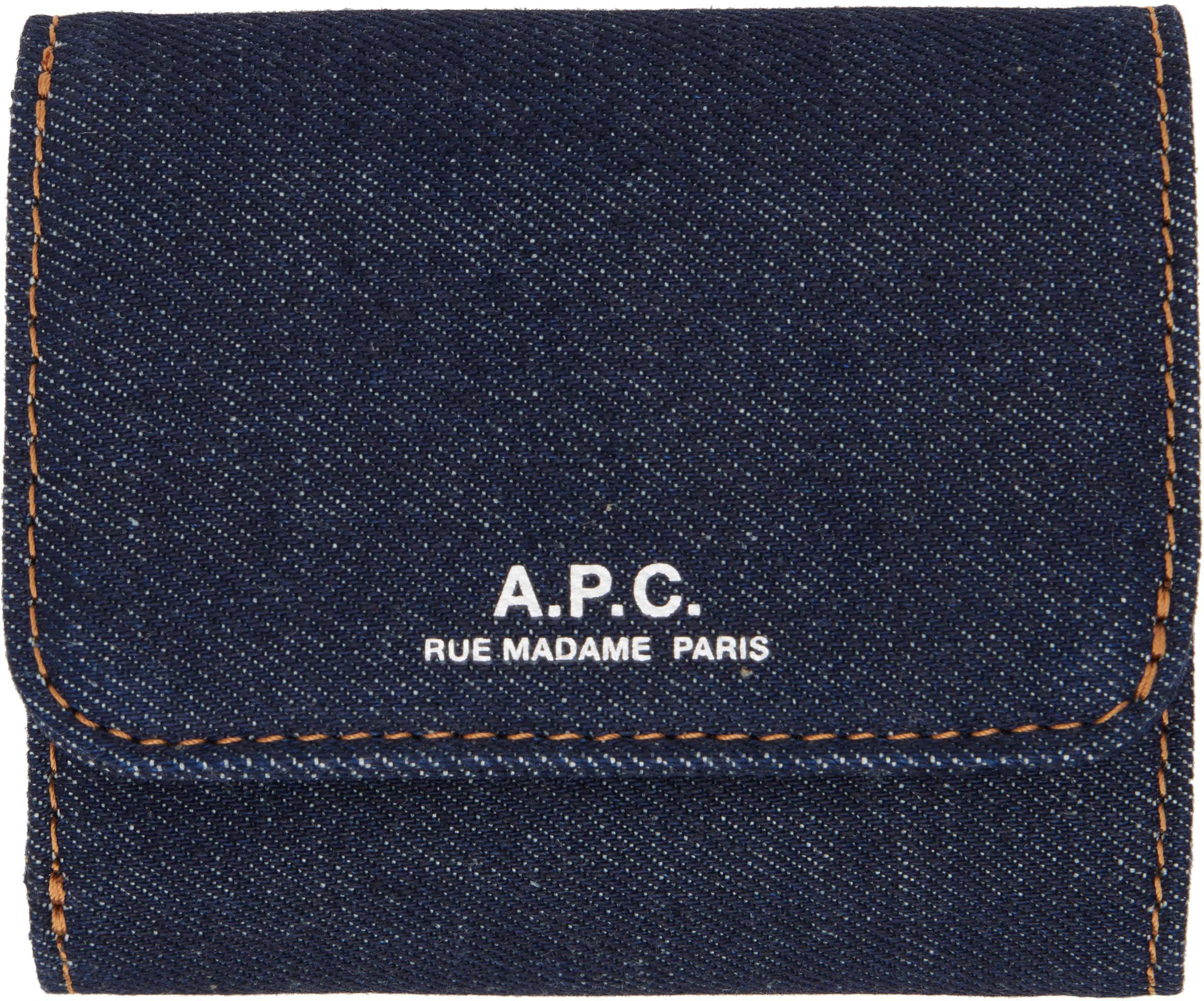 A.P.C.: ネイビー Denim Standard 三つ折り財布 | SSENSE 日本