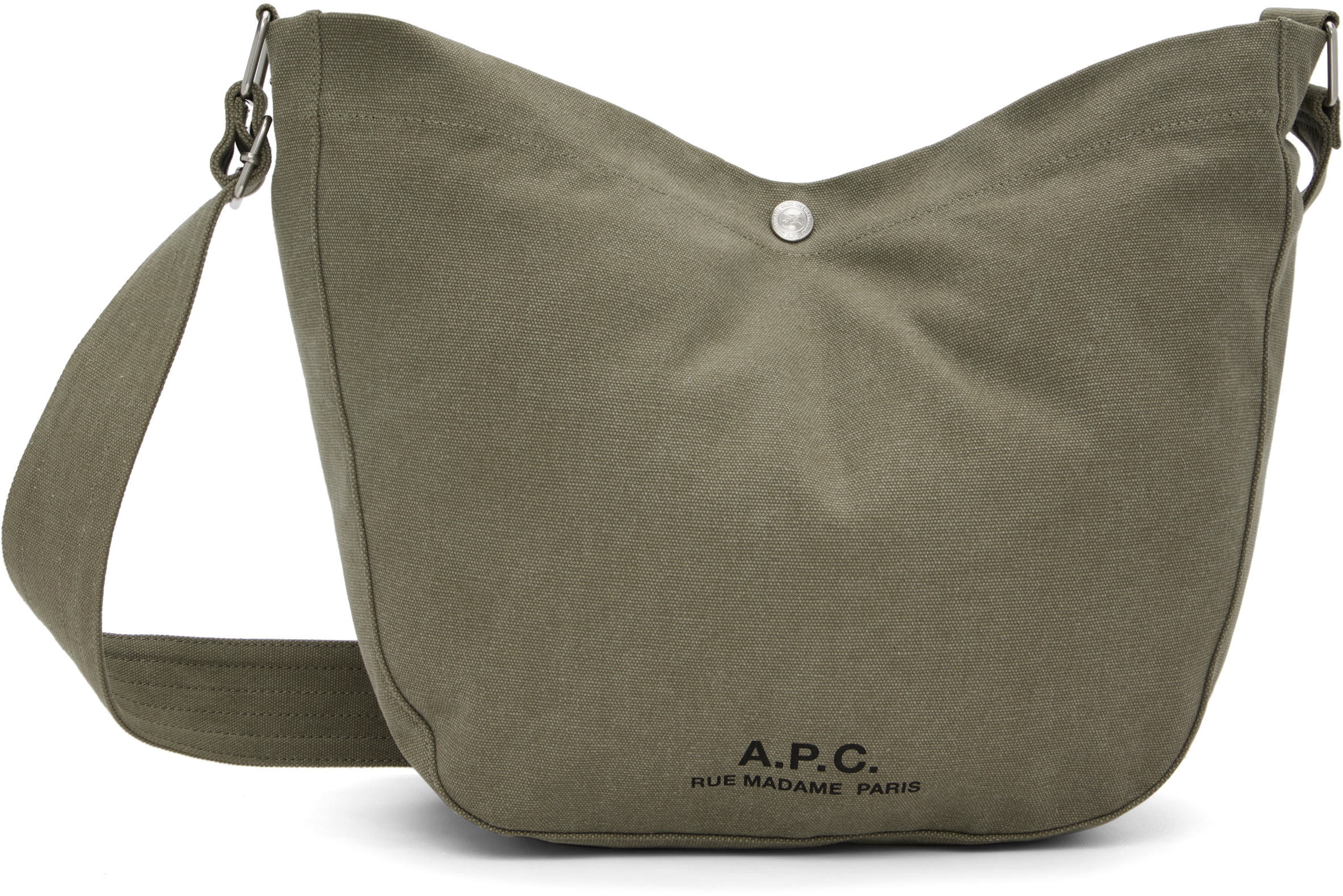 【関税込み】A.P.C. カーキ Journal サッチェル A.P.C.: カーキ Journal サッチェル | SSENSE 日本