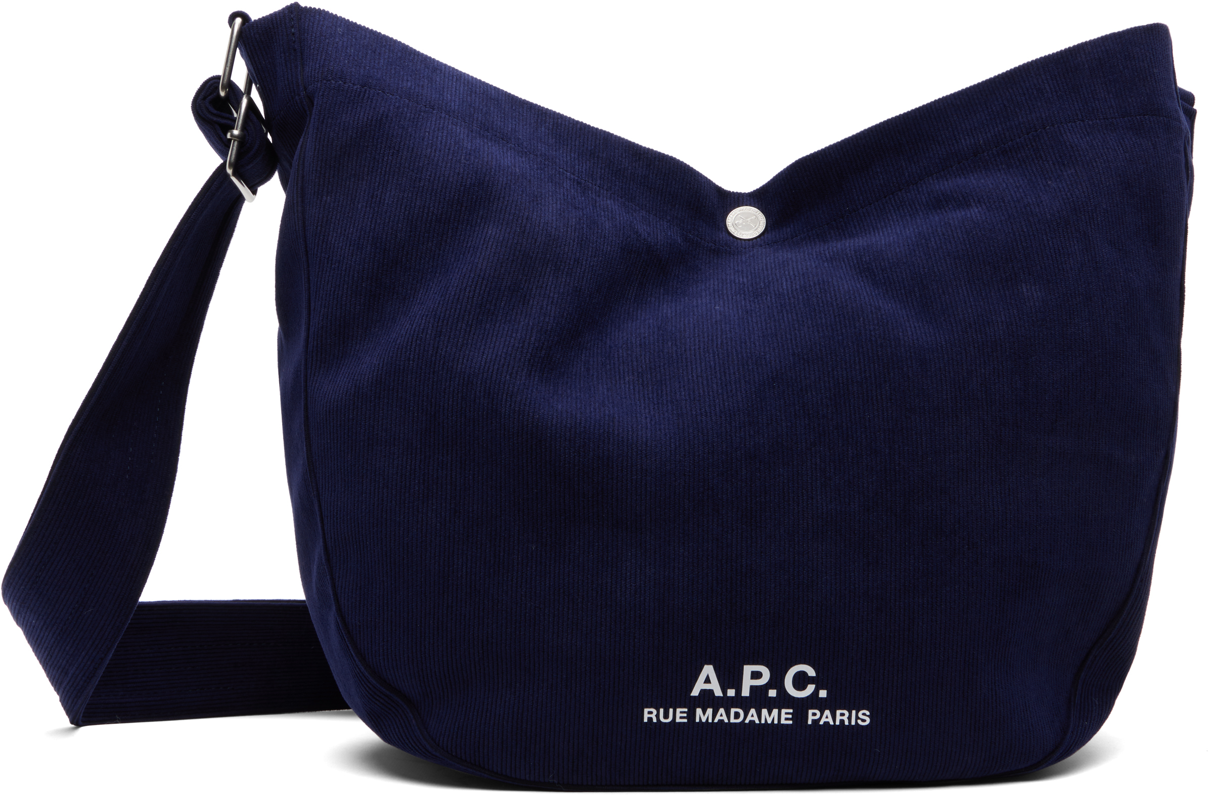 【関税込み】A.P.C. ネイビー Journal サッチェル A.P.C.: ネイビー Journal サッチェル | SSENSE 日本