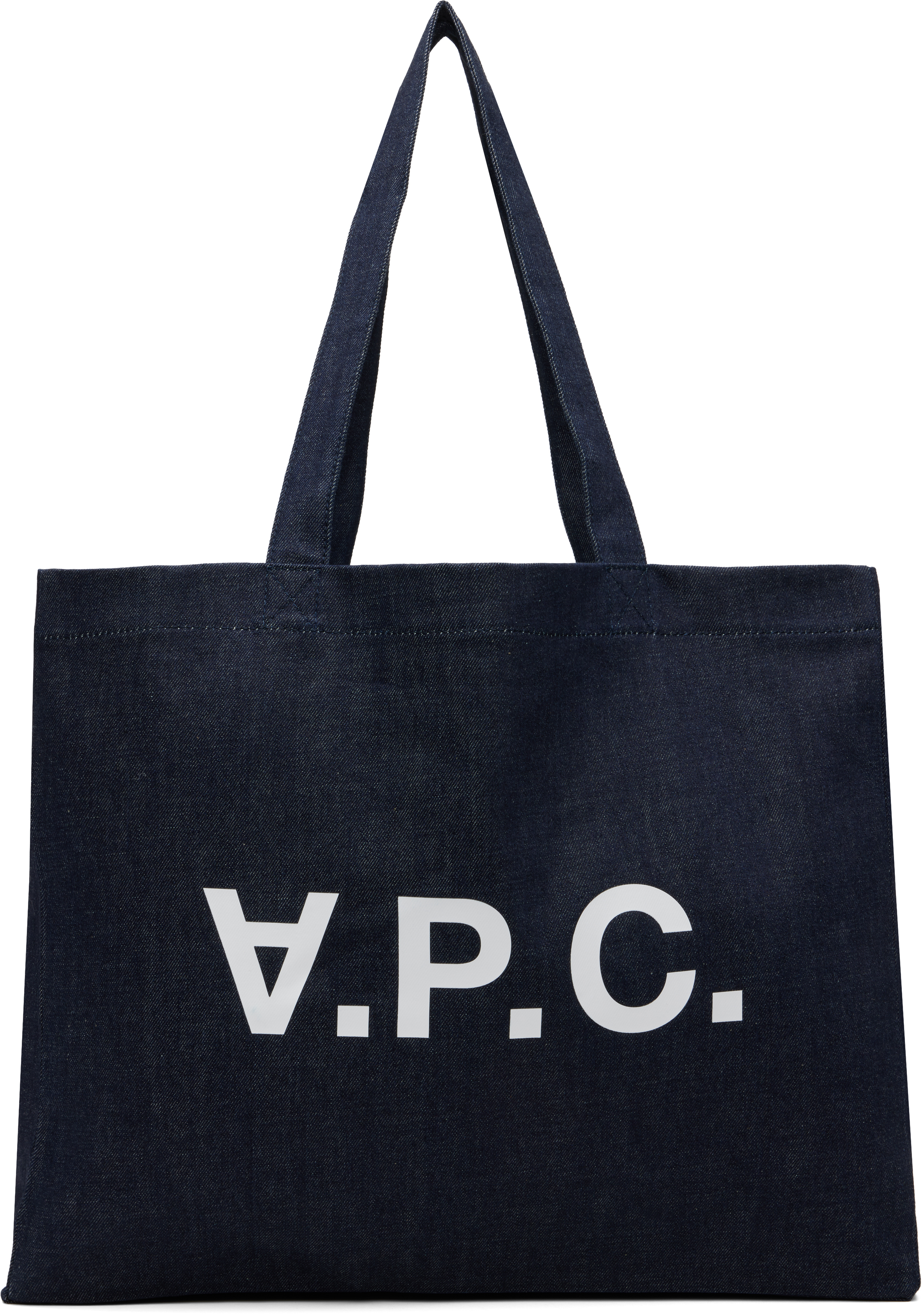 【関税込み】A.P.C. ネイビー Daniela Shopping トートバッグ A.P.C.: ネイビー Daniela Shopping トートバッグ | SSENSE 日本