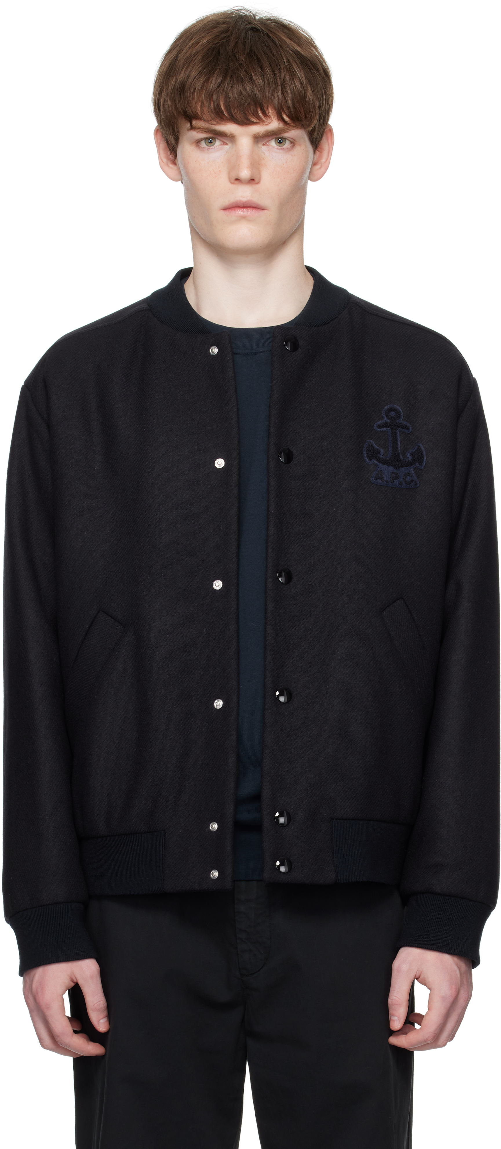 A. P.C. Navy Micka Bomber Jacket