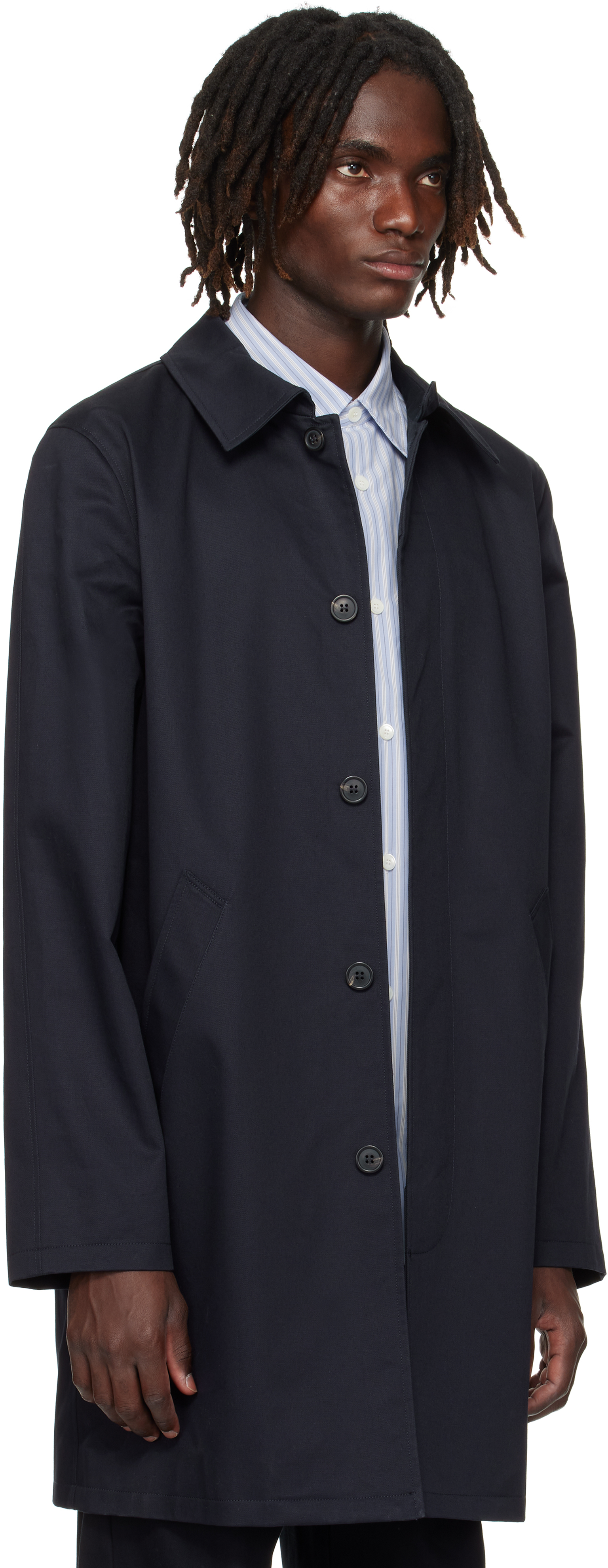 Apc Navy Urban Mac Coat In Blue