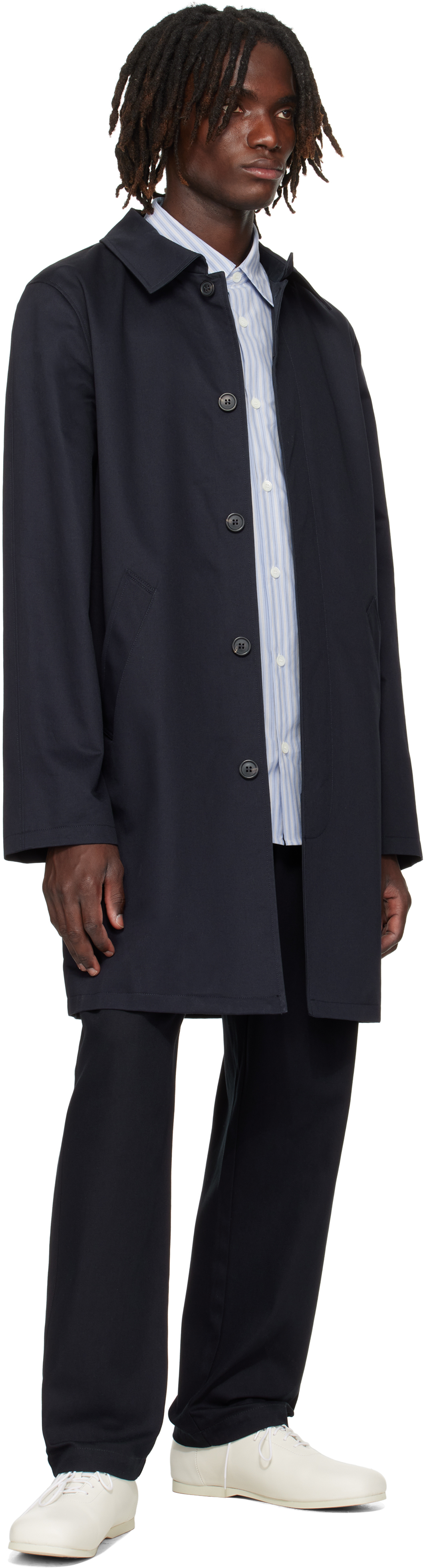 Apc Navy Urban Mac Coat In Blue