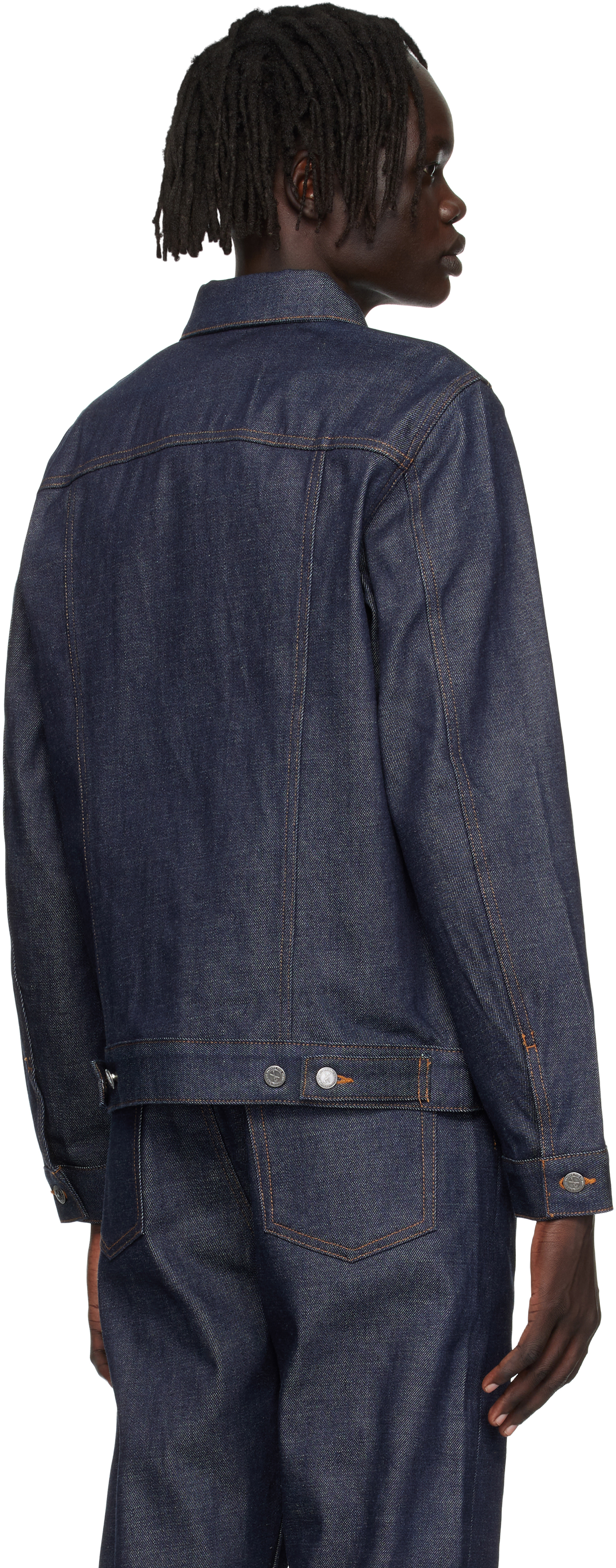Apc Navy Veste Work Denim Jacket In Blue