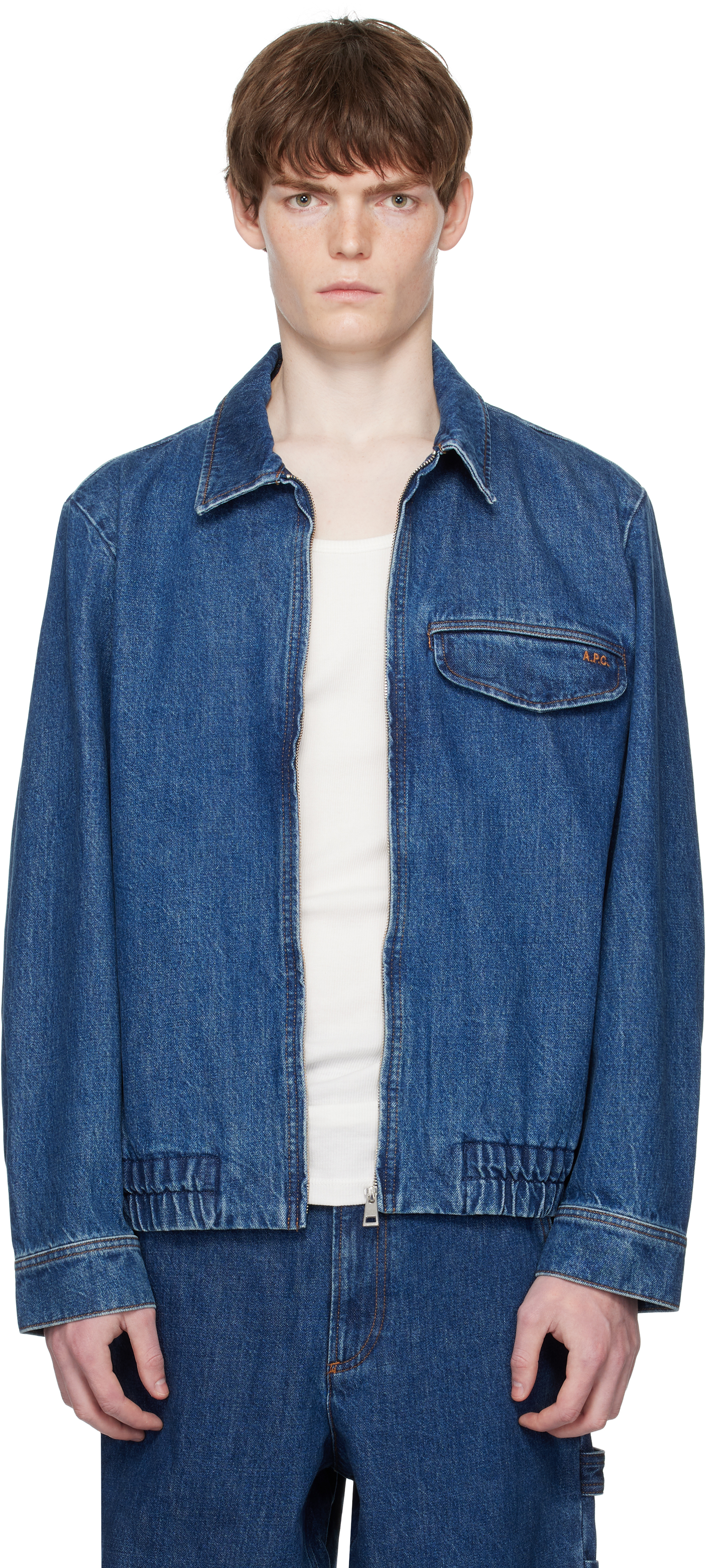 A. P.C. Blue Fabrizio Zippé Denim Jacket