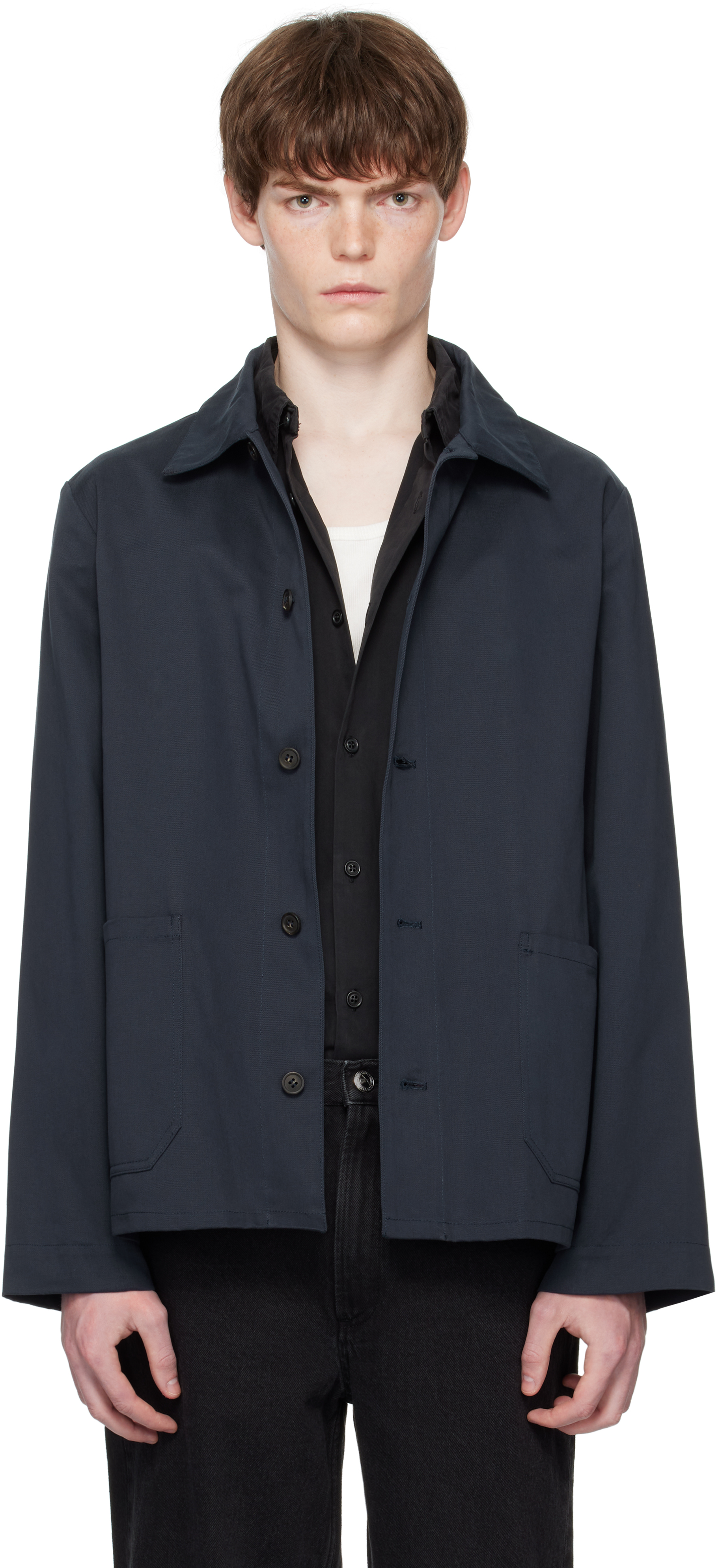 Apc Navy Kerlouan Logo Jacket In Blue