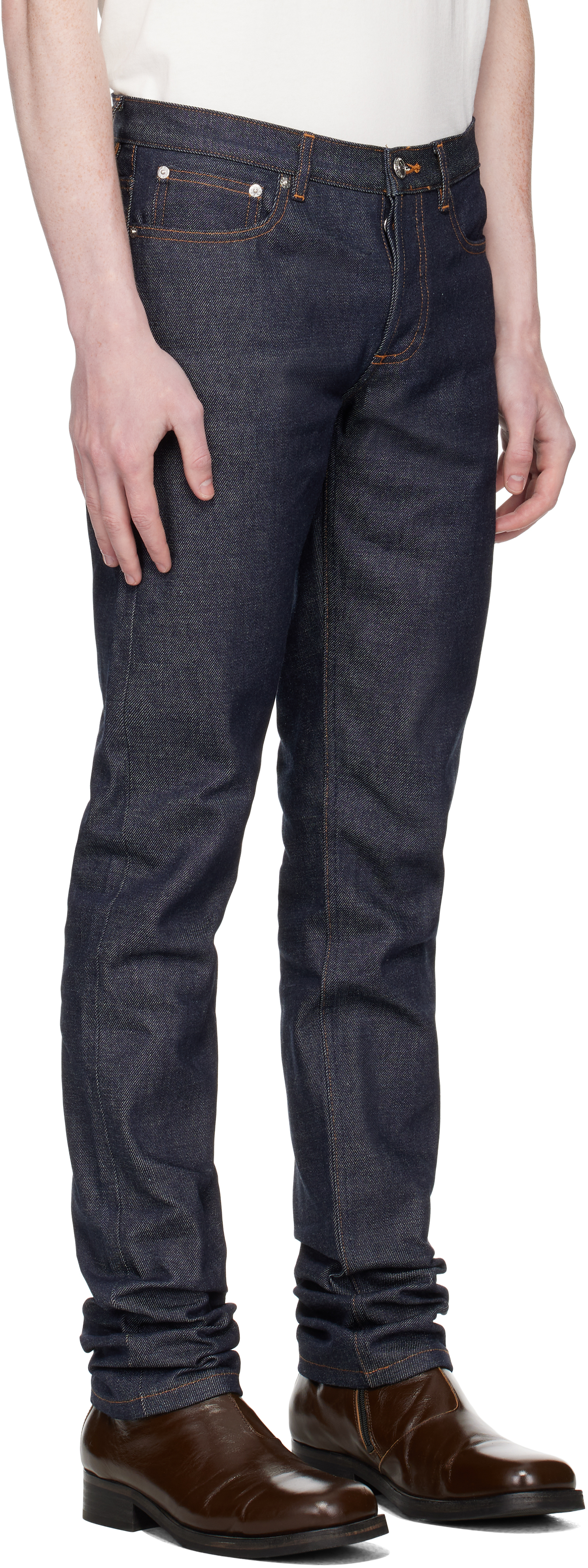 Apc Navy Petit Standard Jeans In Blue