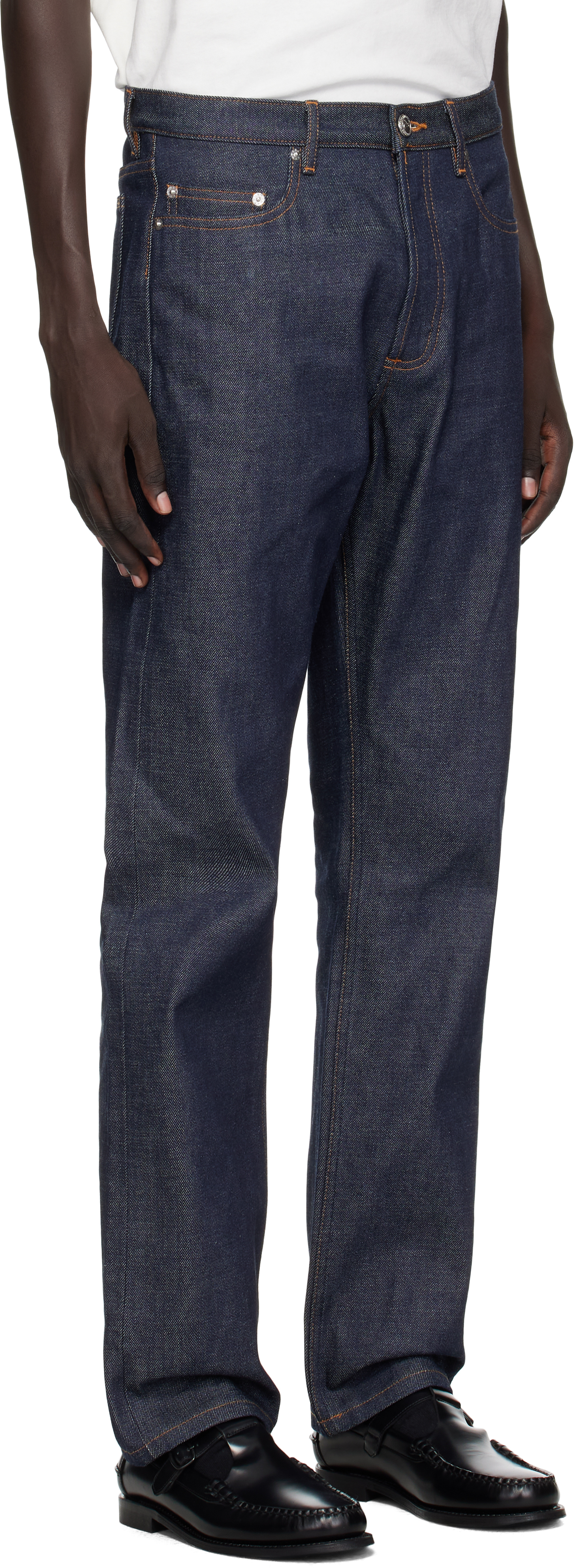 Apc Navy Standard Jeans In Blue