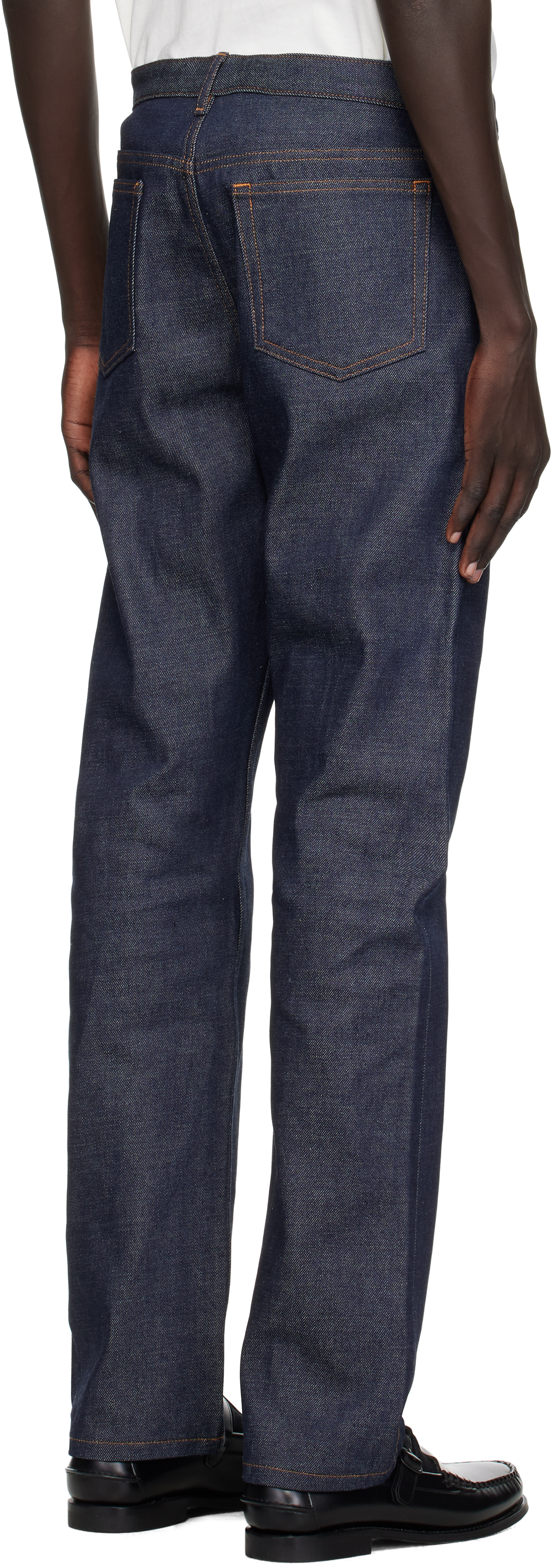 Apc Navy Standard Jeans In Blue