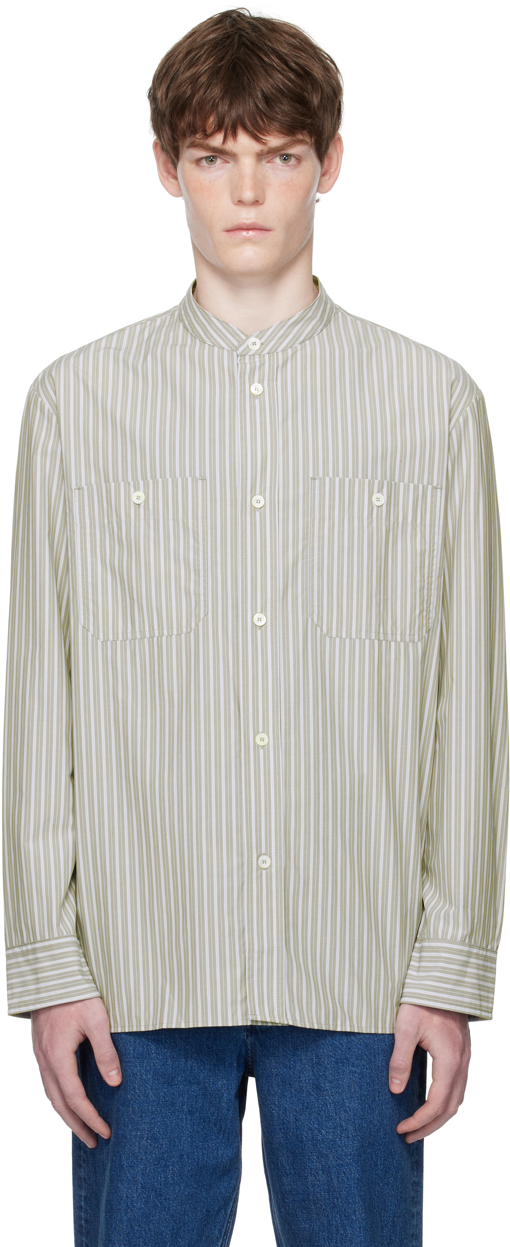 A. P.C. Green & White Theon Shirt