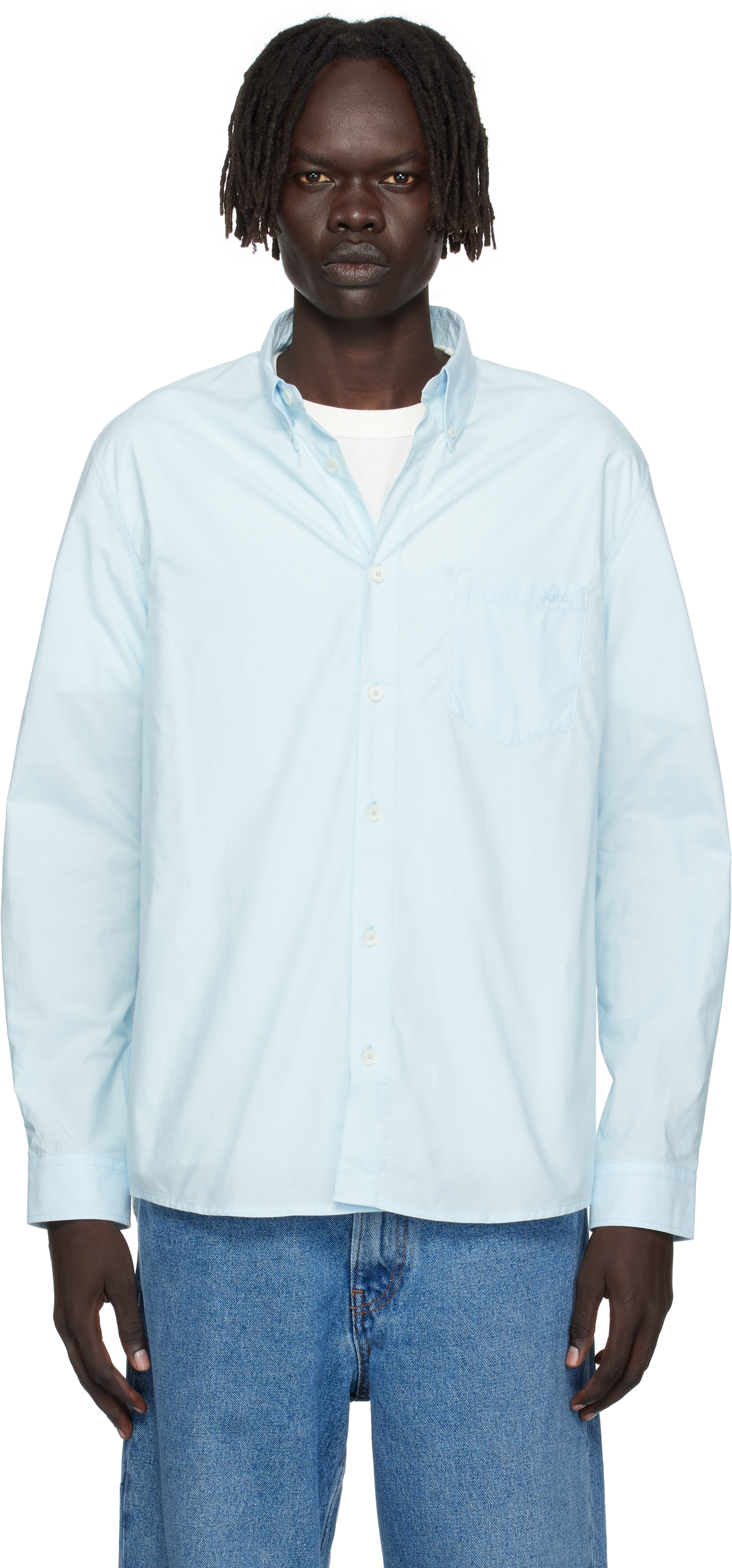 Apc Blue Edouard Logo Shirt In Blue