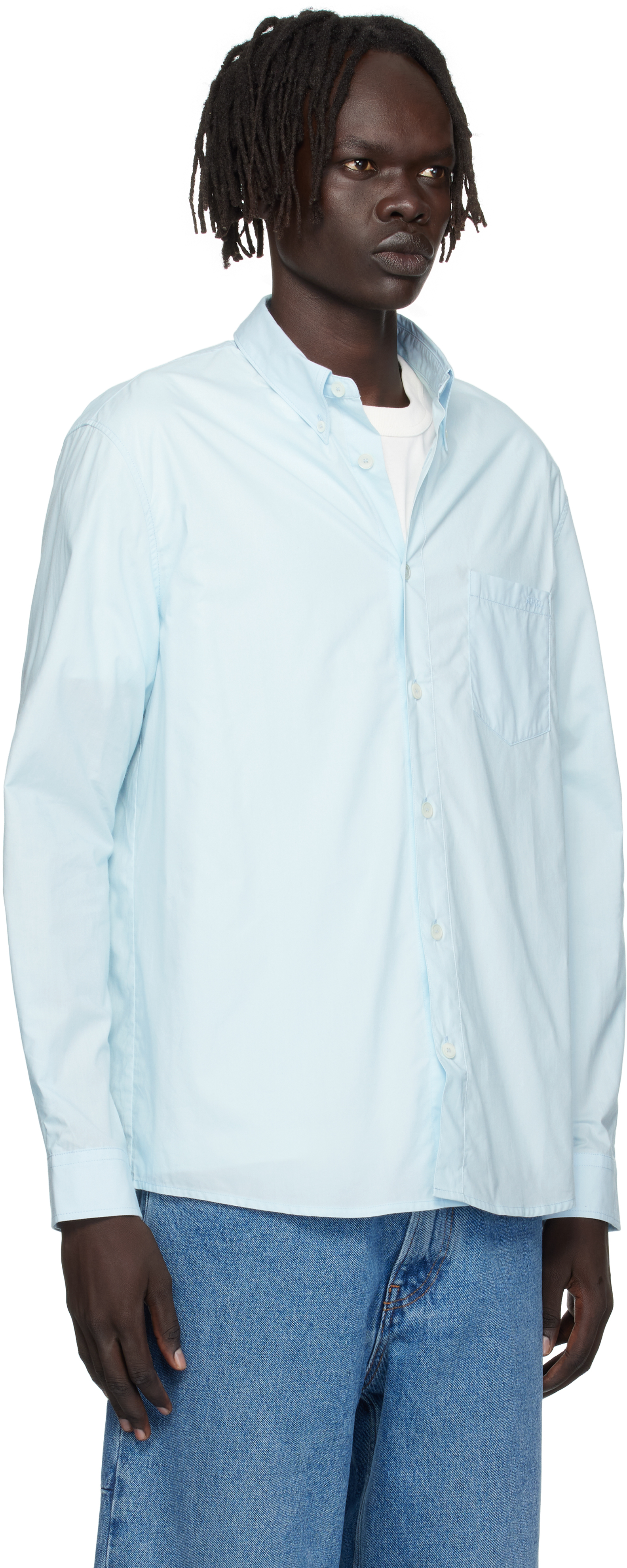 Apc Blue Edouard Logo Shirt In Blue