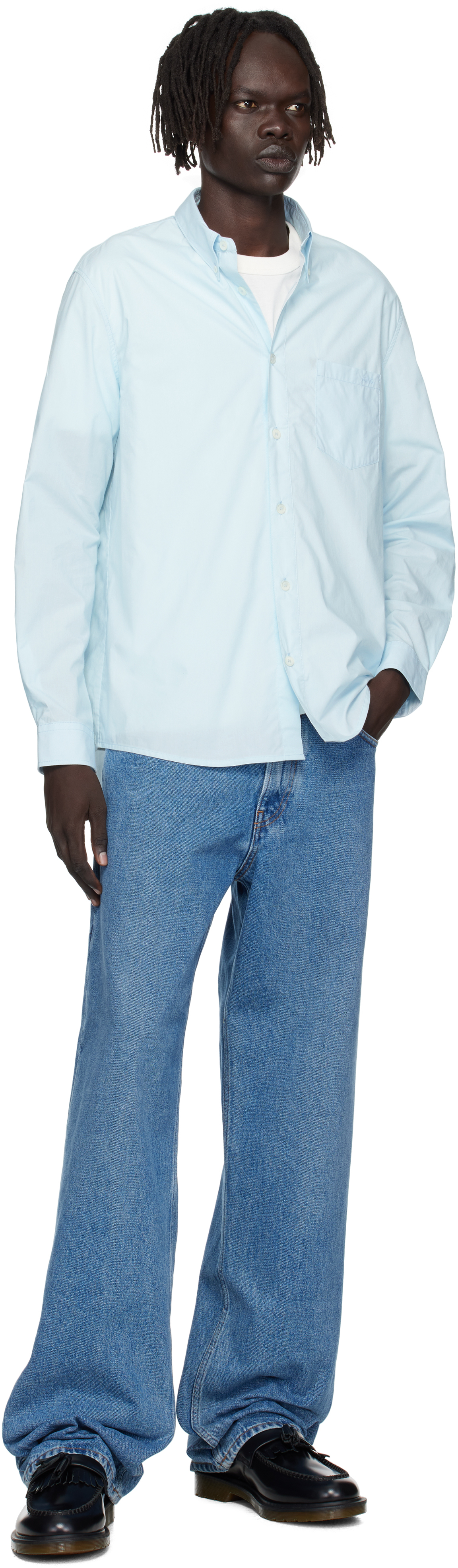 Apc Blue Edouard Logo Shirt In Blue