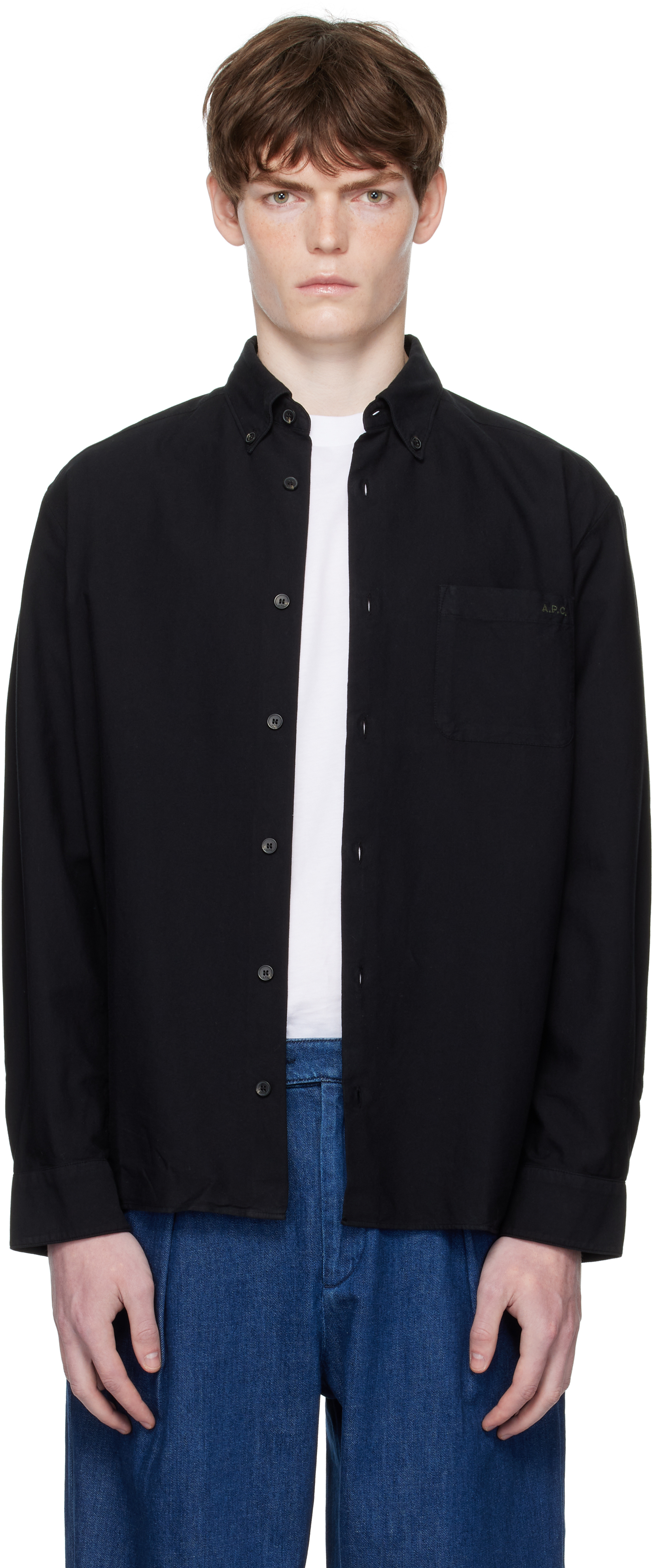 【美品】A.P.C.　カッターシャツ　ネイビー A.P.C. APC アーペーセー COEOP F26012 半袖Tシャツ クルー