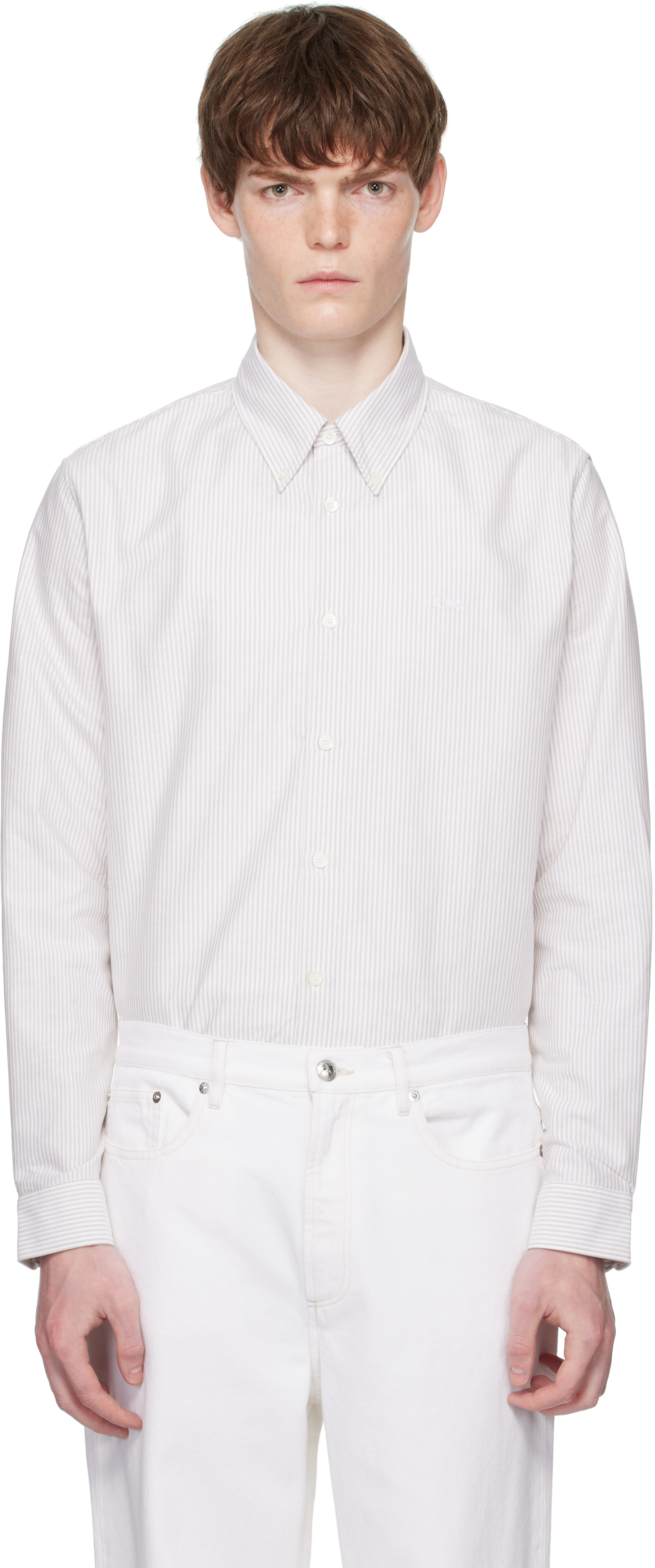 A. P.C. Off-White & Beige Greg Shirt