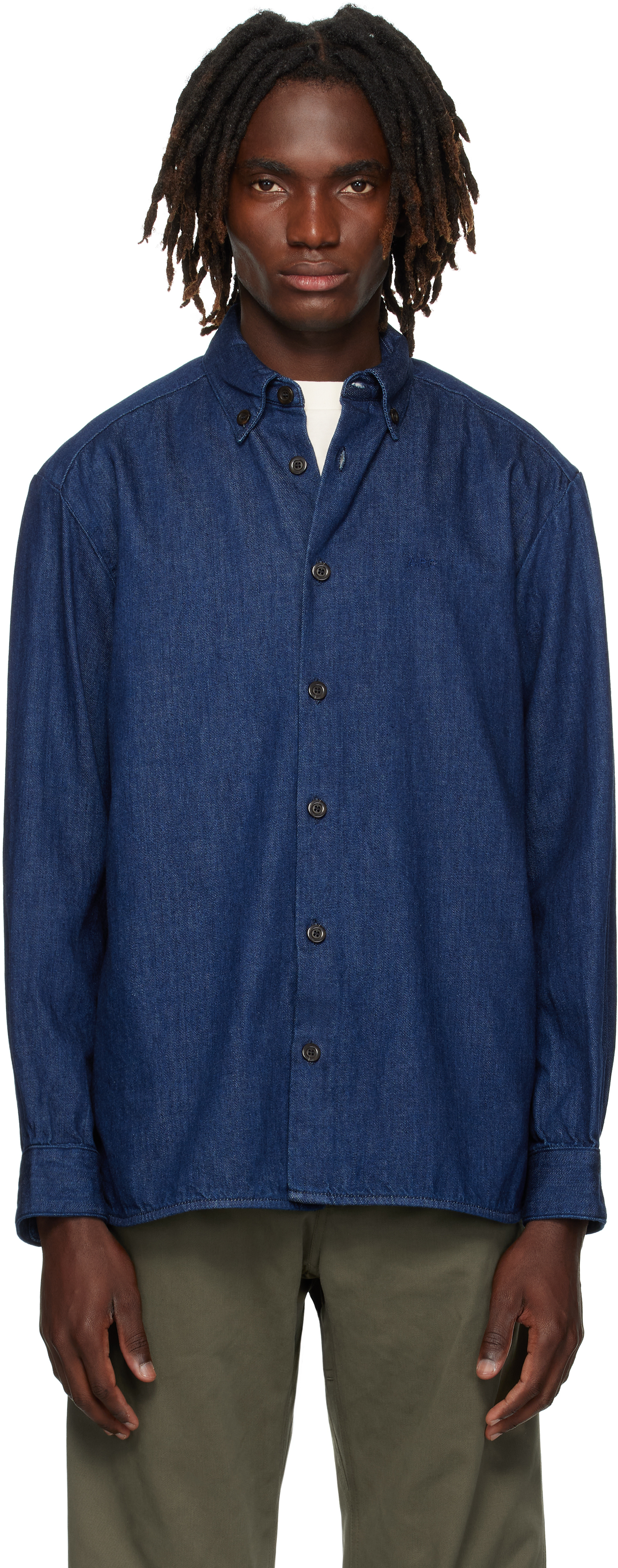 A.P.C - UOMO  A.P.C.: Navy Mathias Denim Shirt | SSENSE