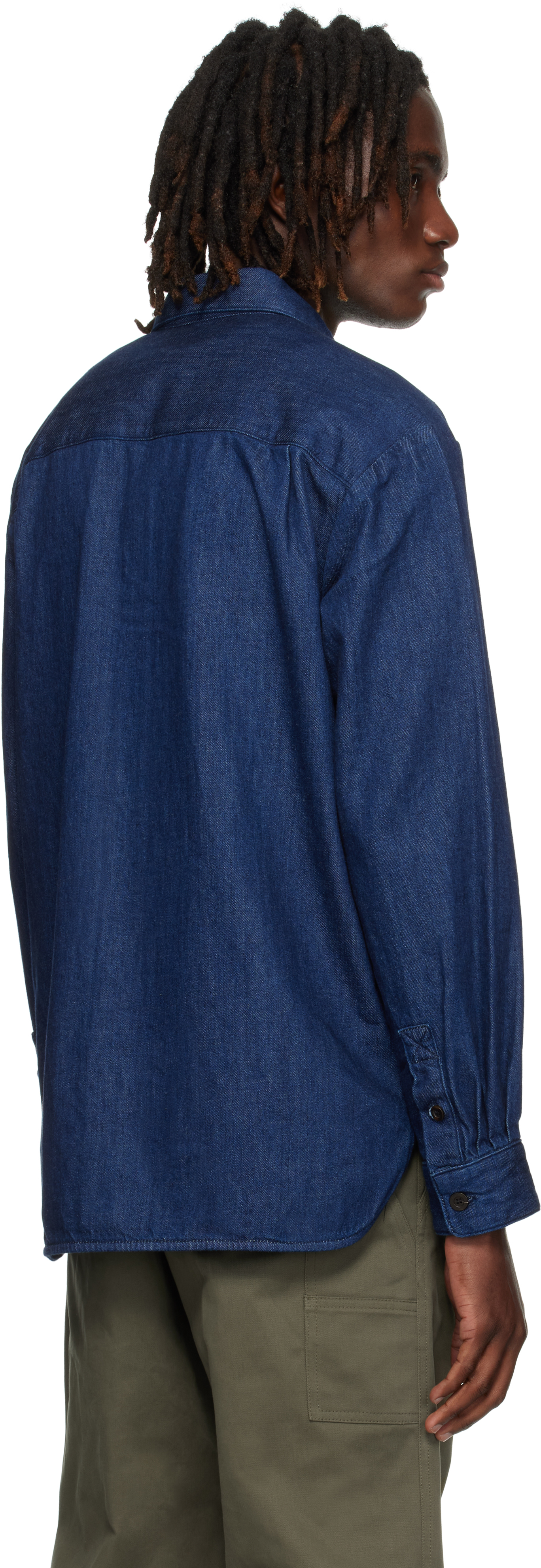 Apc Navy Mathias Denim Shirt In Blue