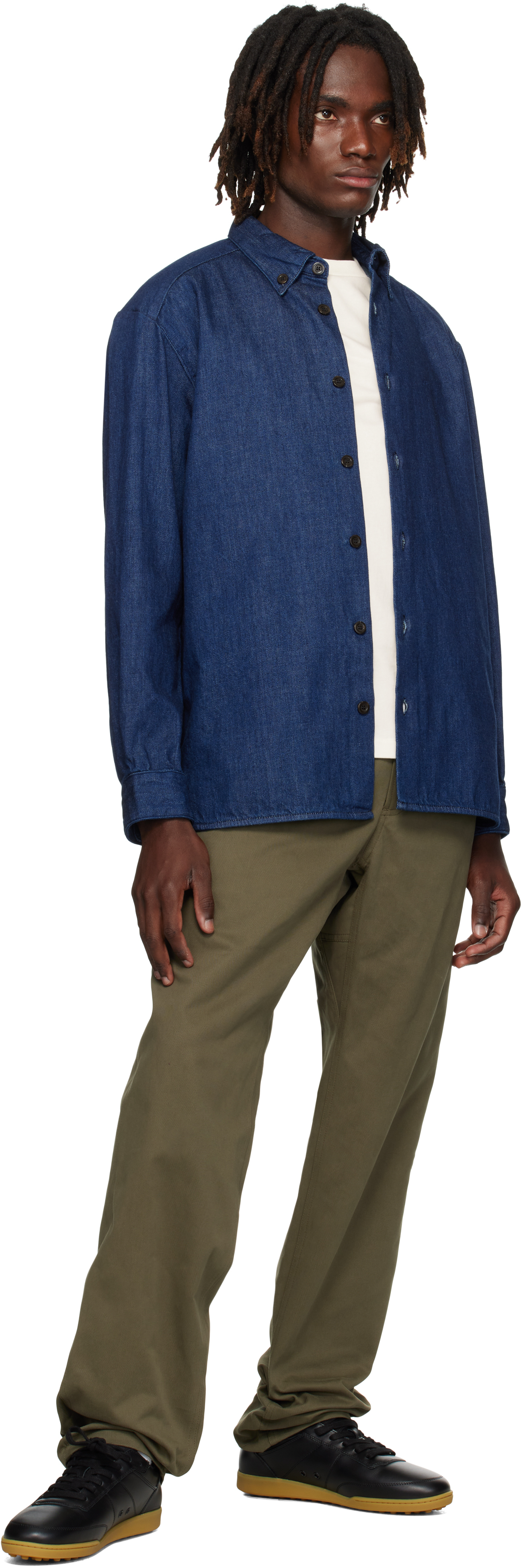 Apc Navy Mathias Denim Shirt In Blue