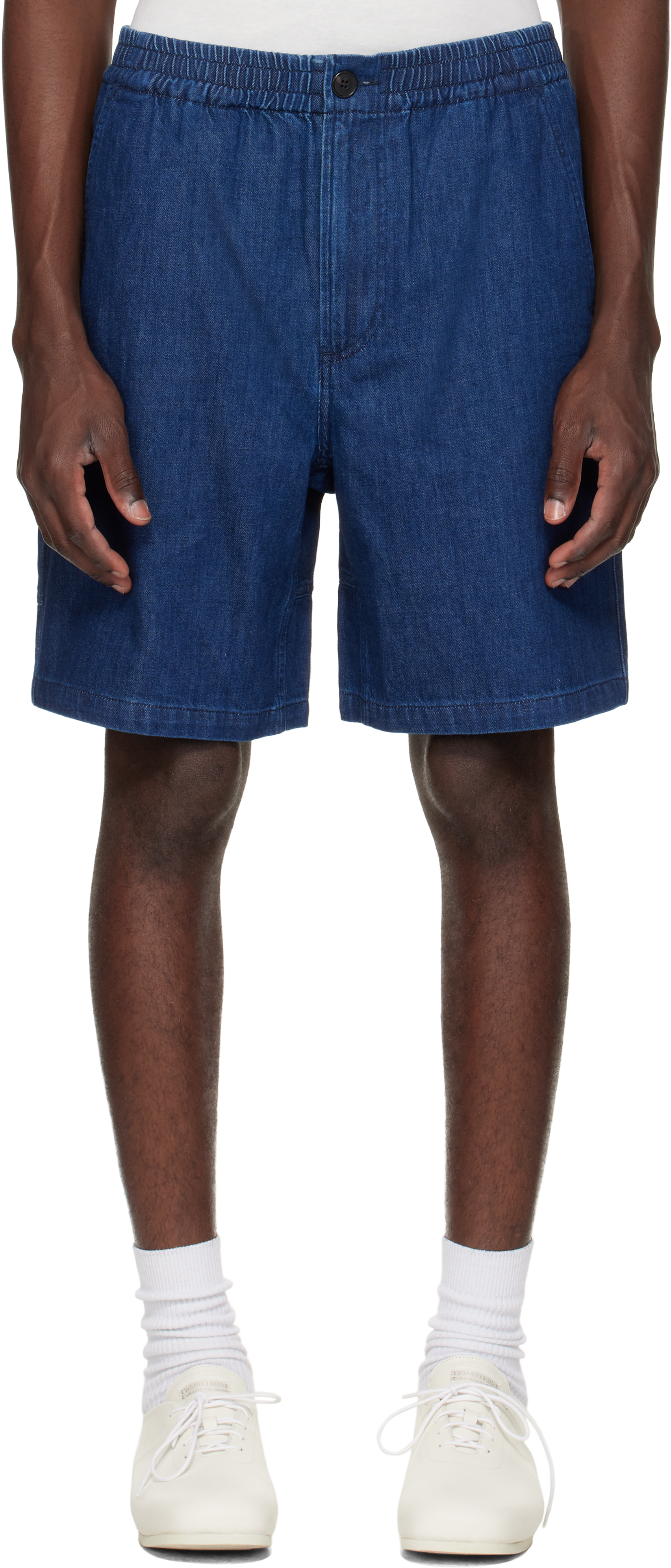 A. P.C. Navy Norris Denim Shorts