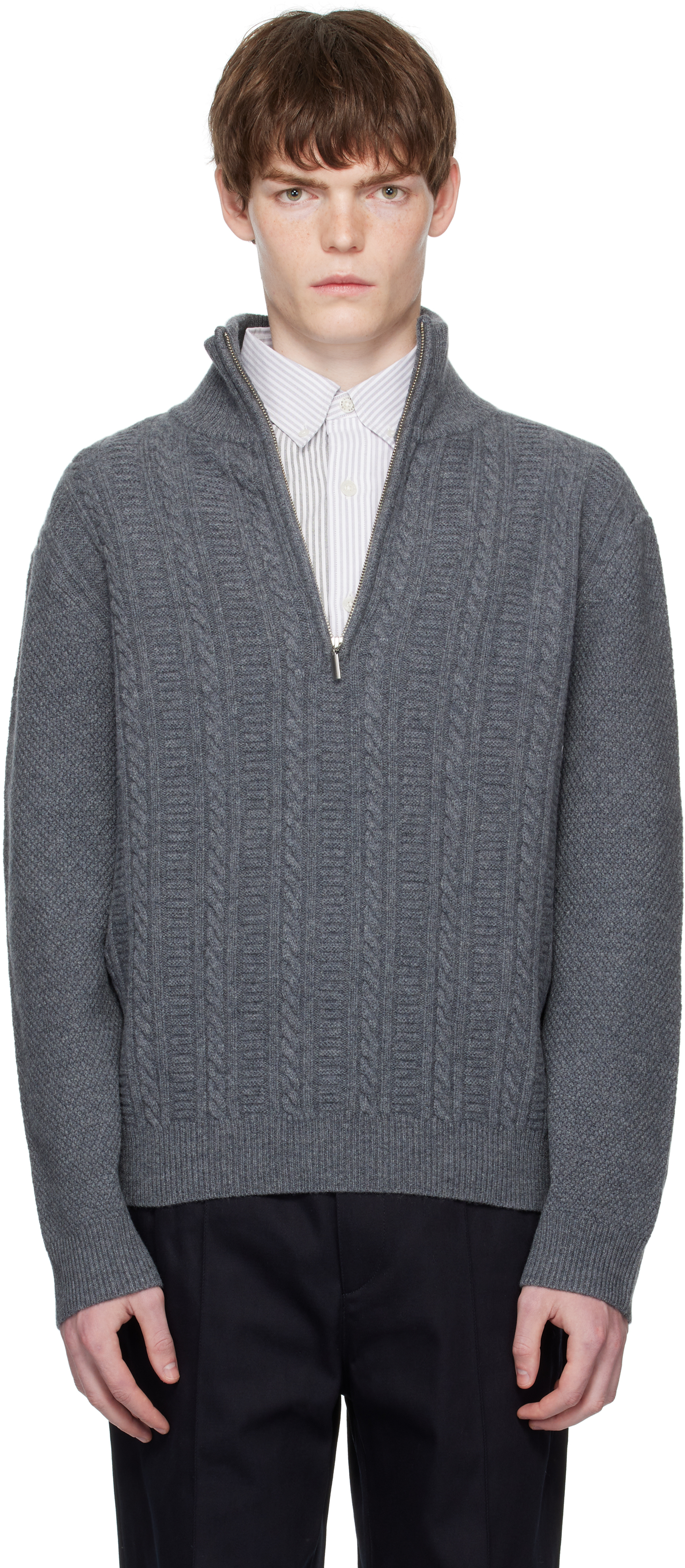 【関税込み】A.P.C. グレー Theo セーター A.P.C.: グレー Theo セーター | SSENSE 日本