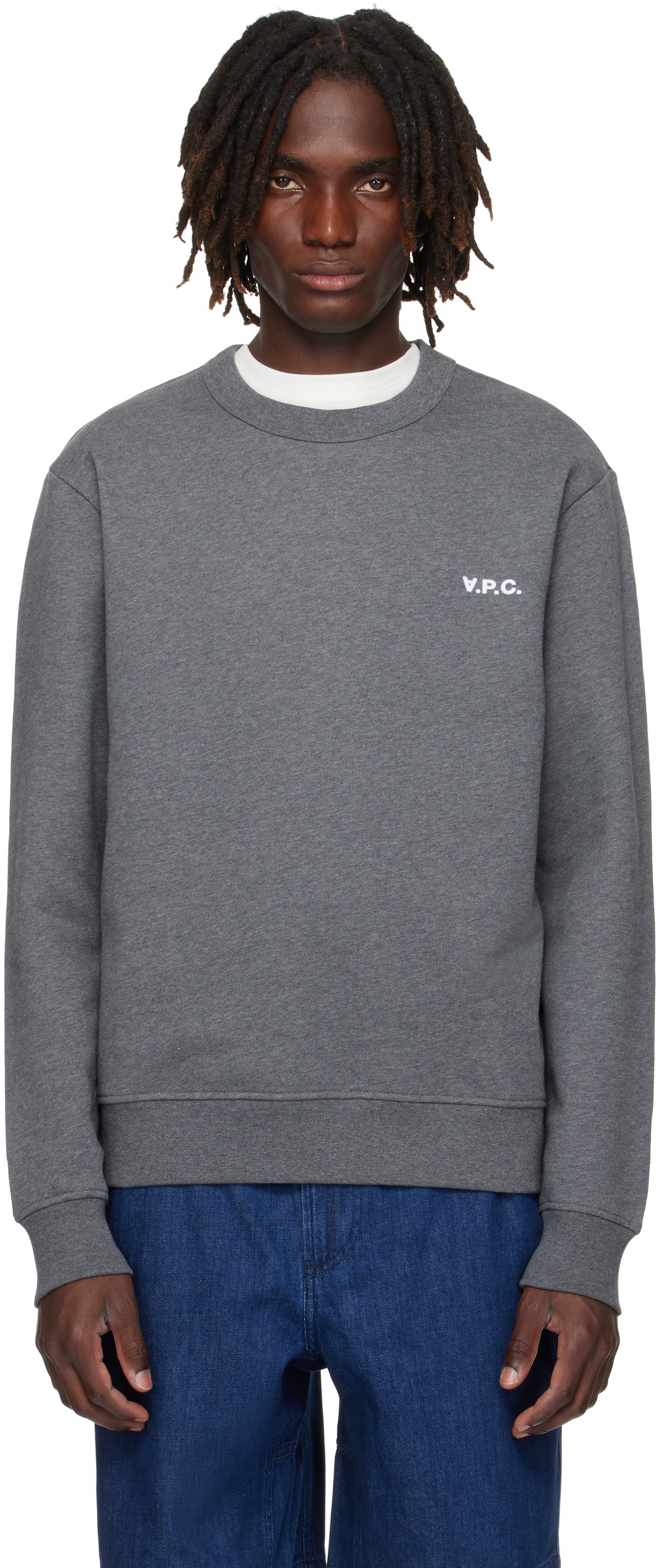 A. P.C. Navy Boxy Petit 'VPC' Sweatshirt