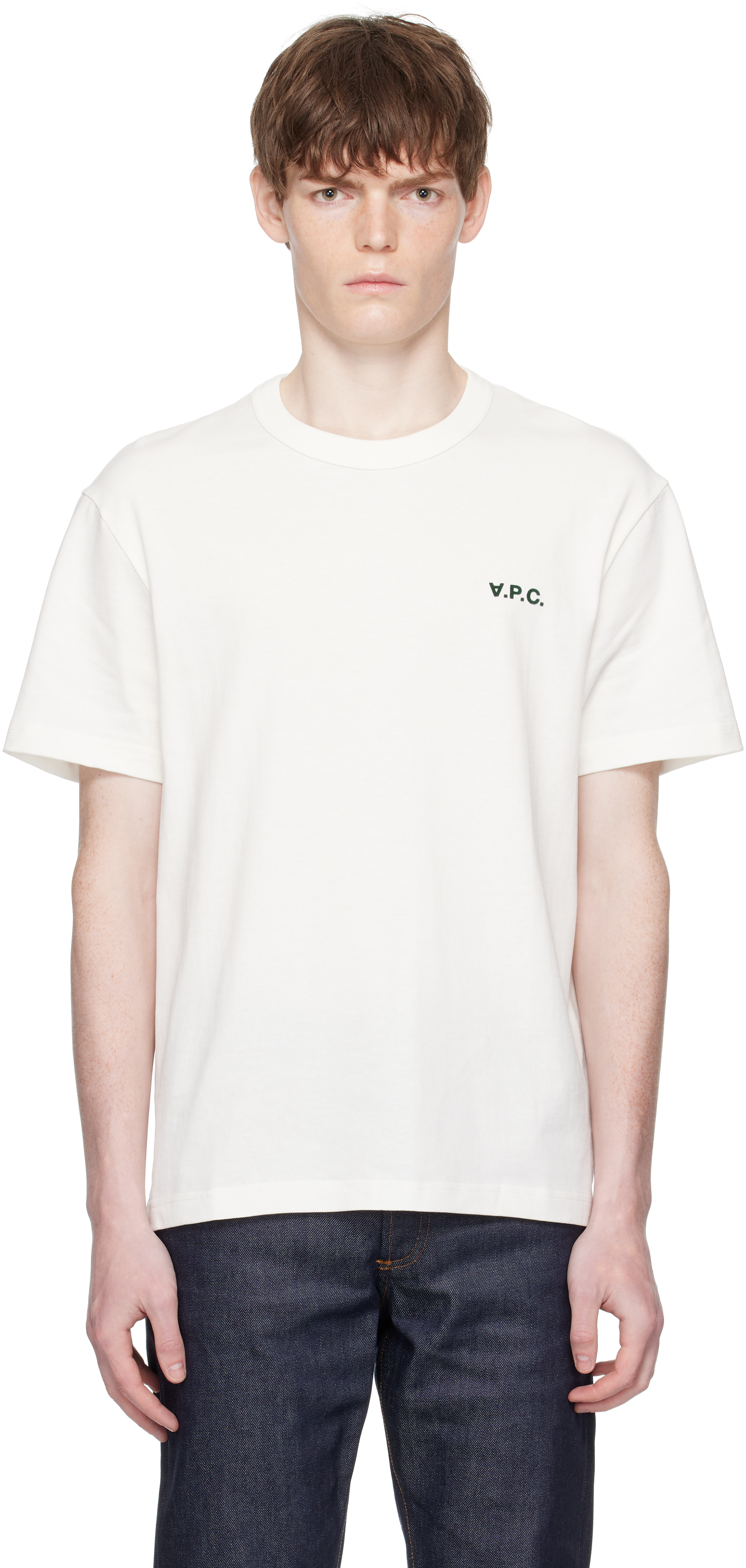 【関税込み】A.P.C. オフホワイト Petit 'VPC' ボクシー Tシャツ A.P.C.: オフホワイト Petit 'VPC' ボクシー Tシャツ | SSENSE 日本