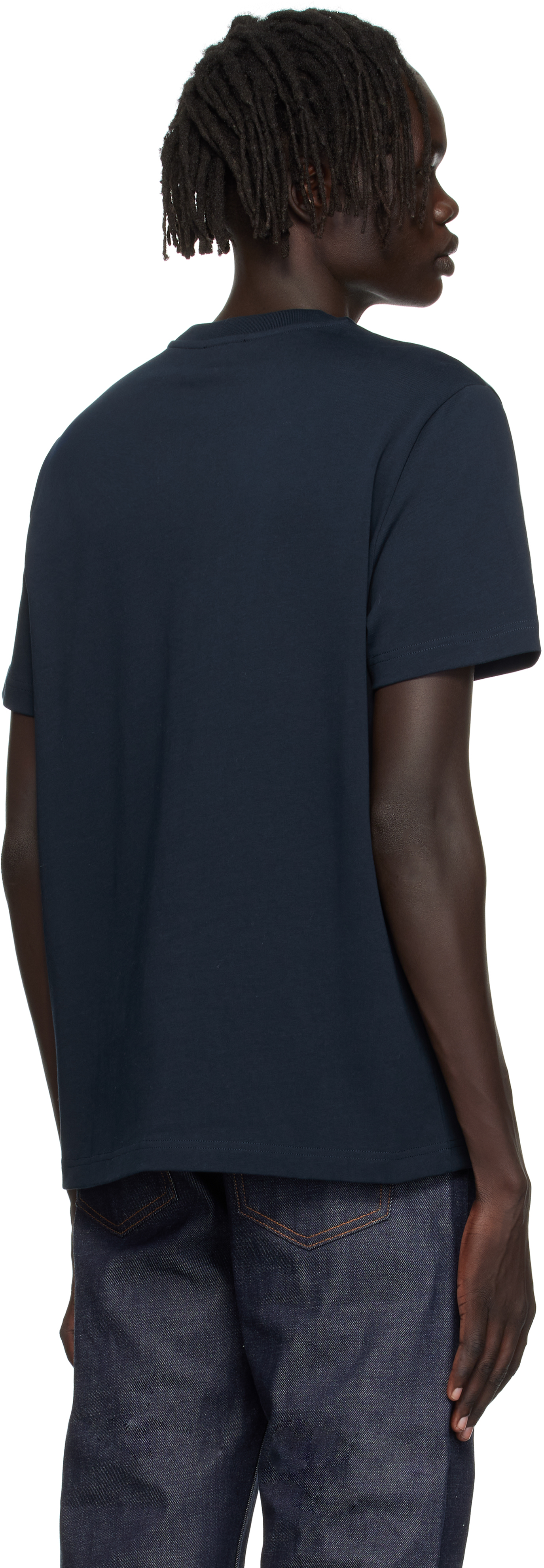 Apc A.p.c. A.p.c. Blue T-shirt With Creative Printed Logo In Black