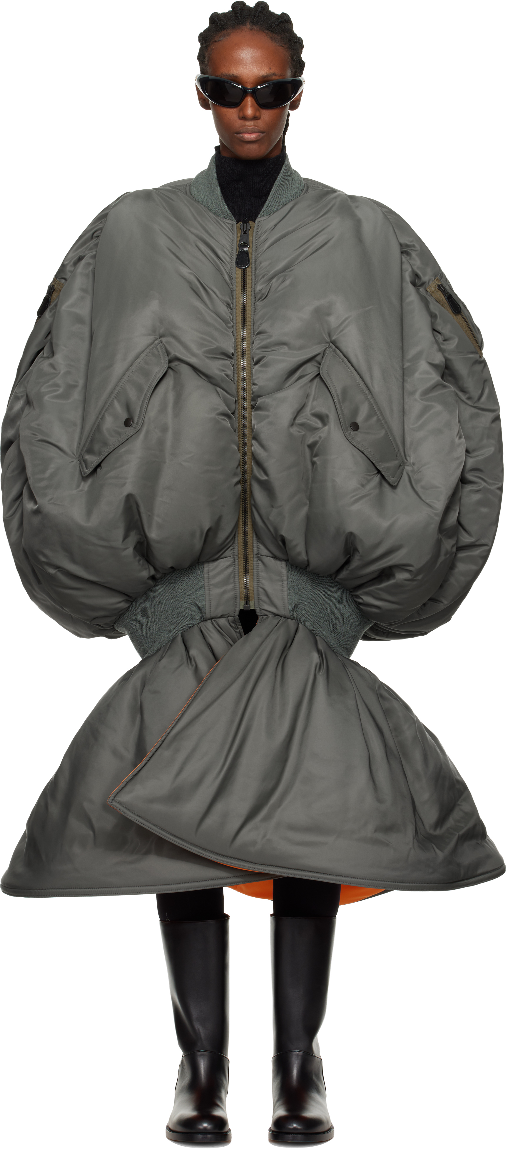 Junya Watanabe Khaki Bomber Maxi Dress In Green