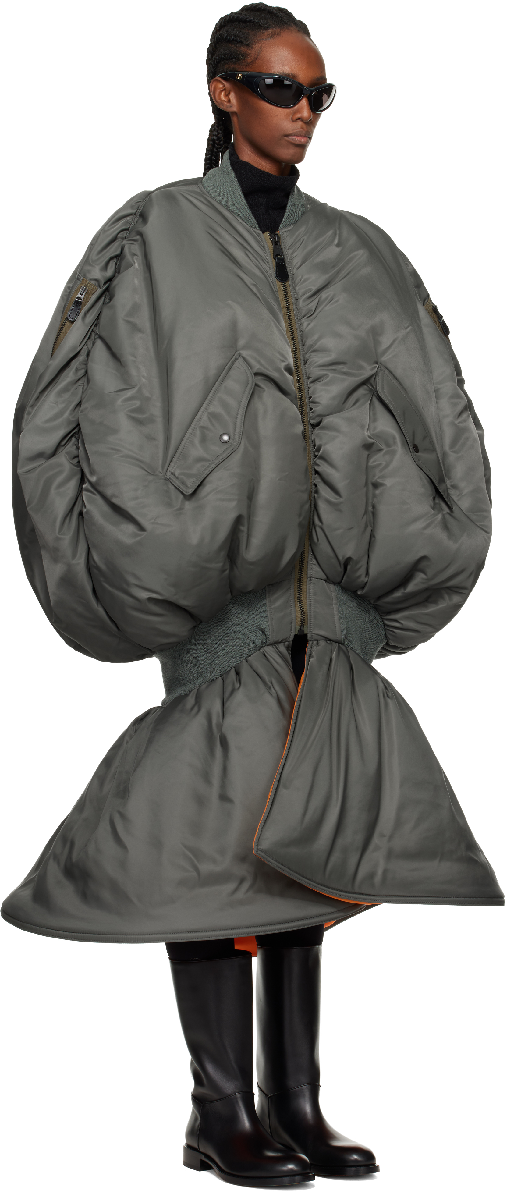 Junya Watanabe Khaki Bomber Maxi Dress In Green