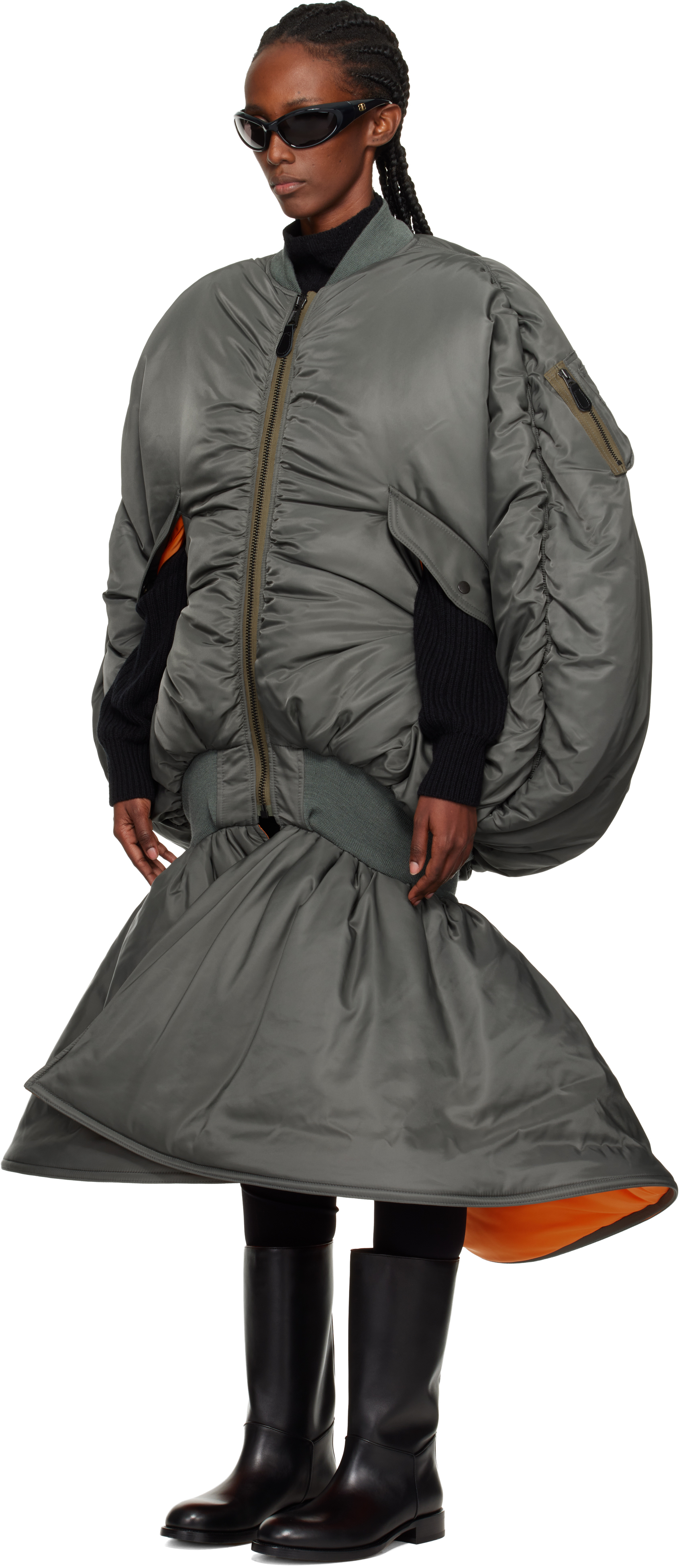 Junya Watanabe Khaki Bomber Maxi Dress In Green