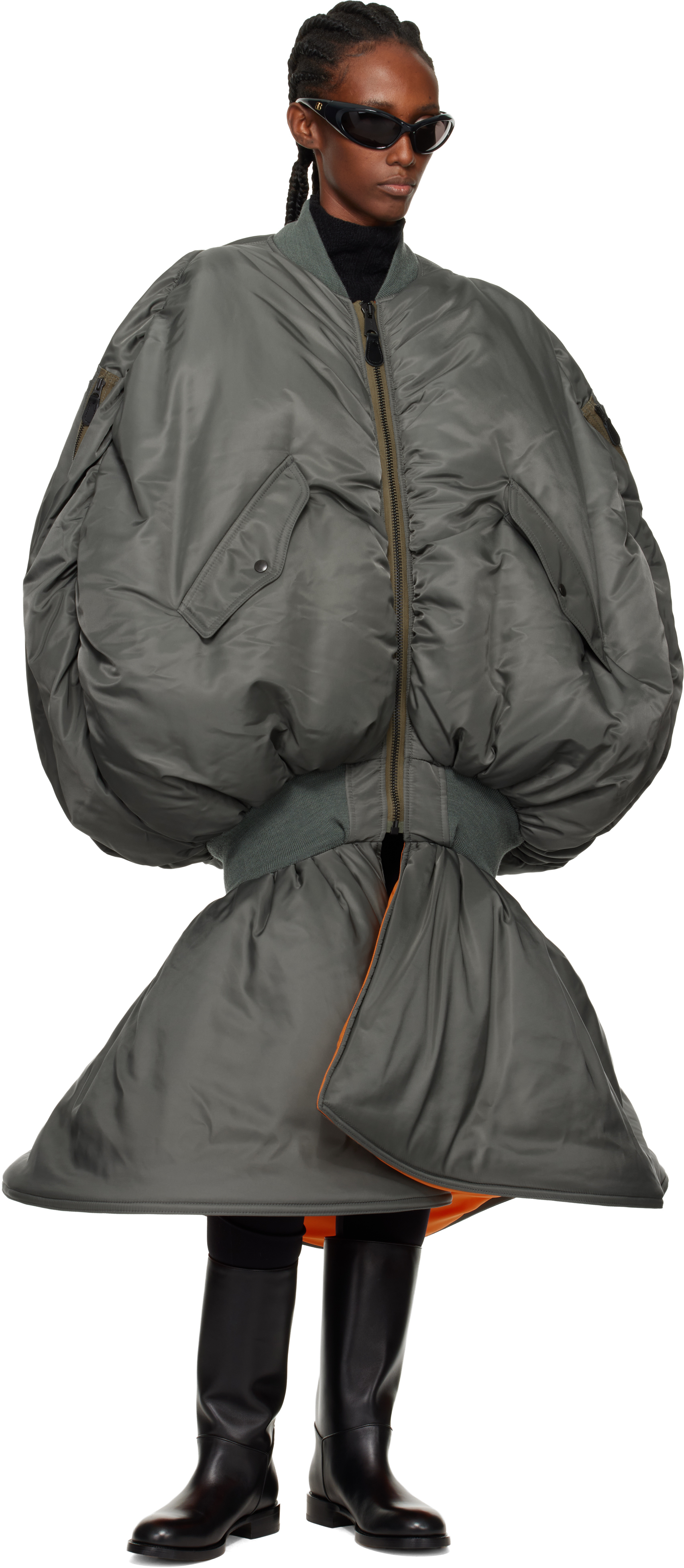 Junya Watanabe Khaki Bomber Maxi Dress In Green