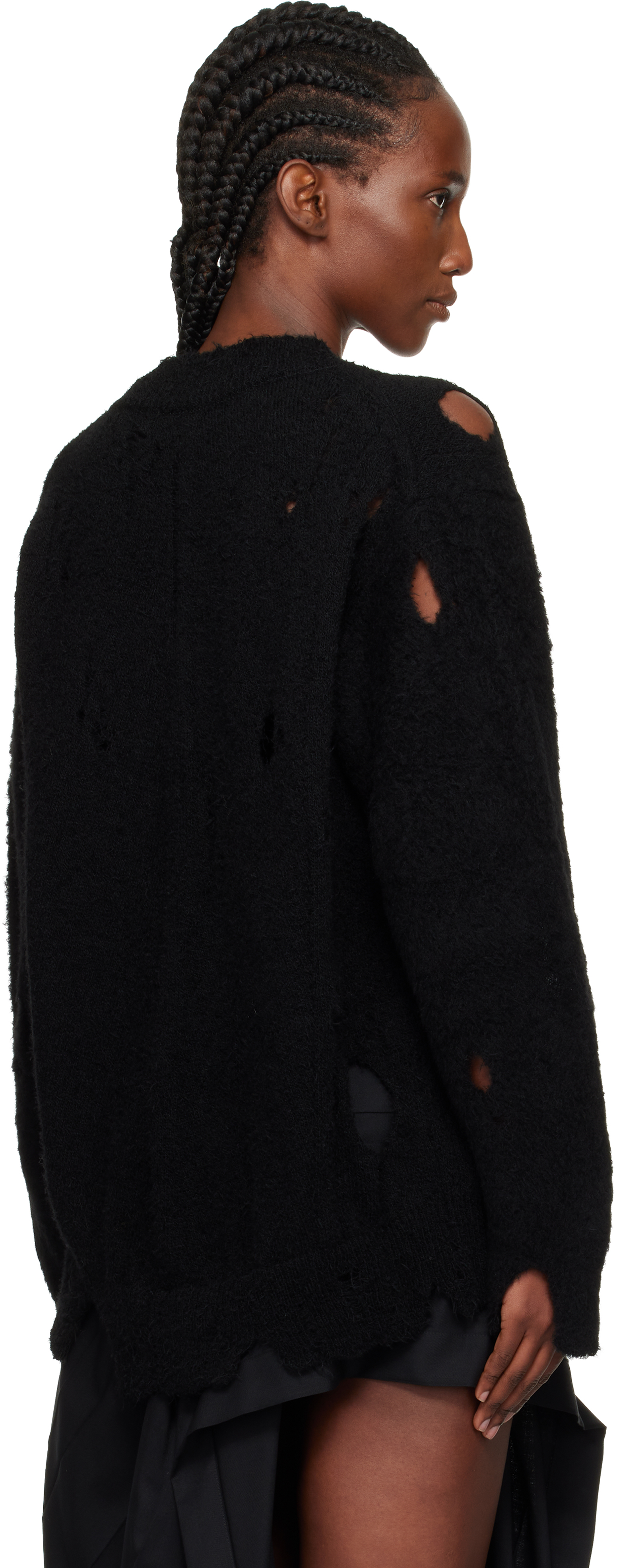 Junya Watanabe Black Patchwork V-neck Sweater In Black