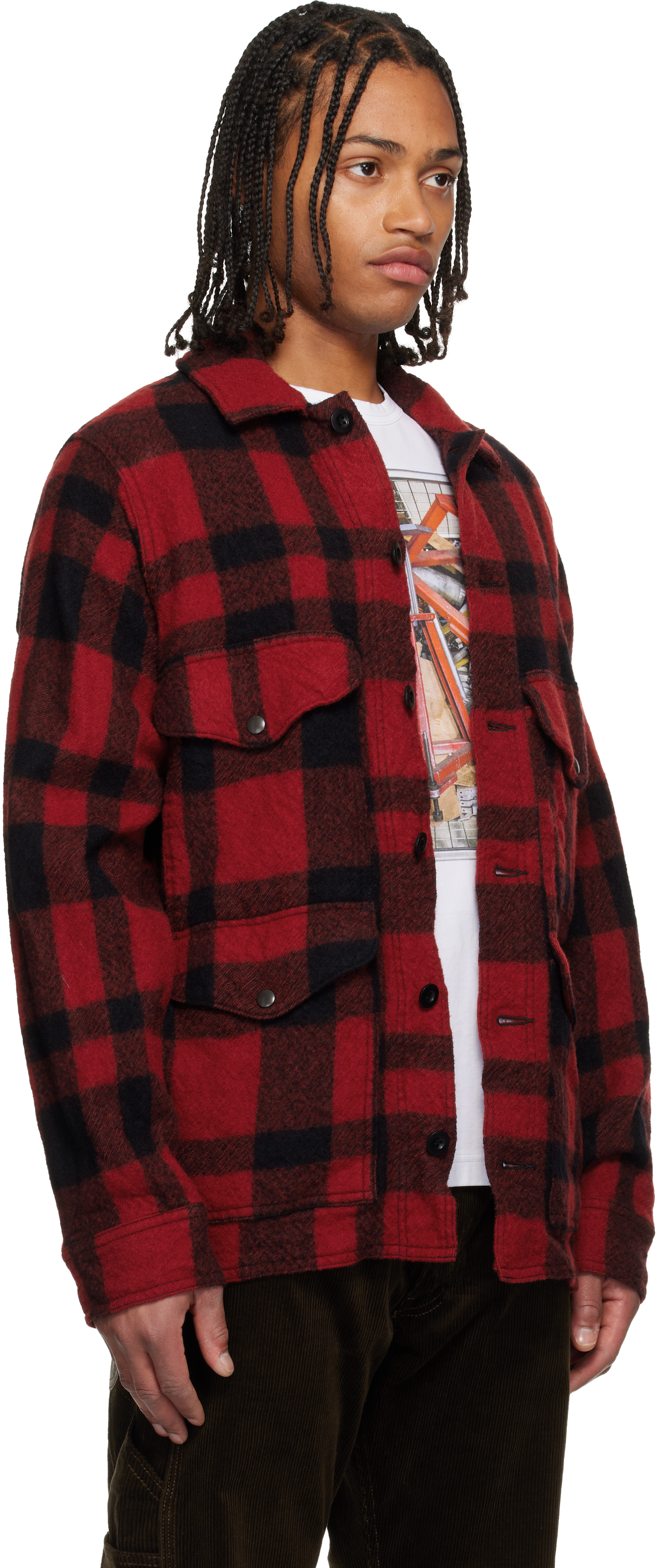 Junya Watanabe Checked Press-stud Shirt Jacket In Multi
