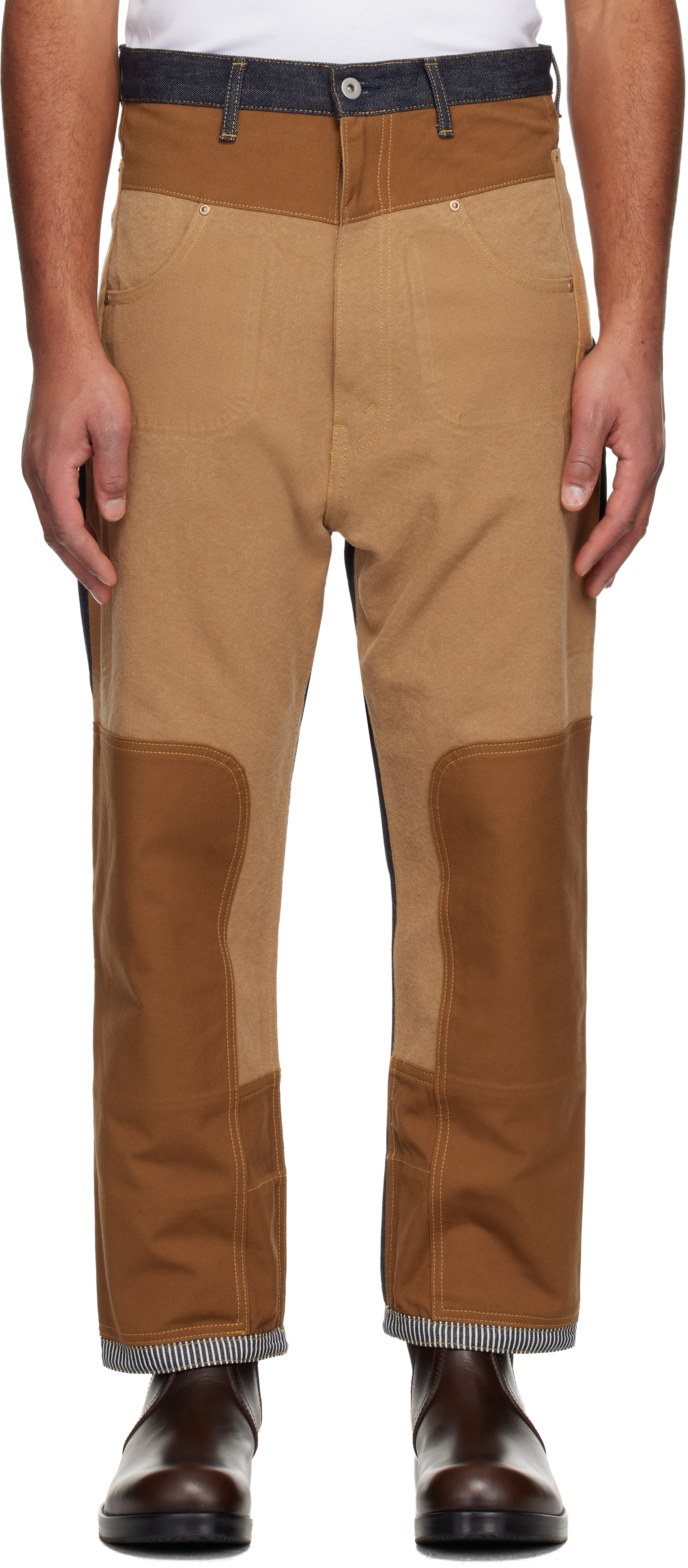 Blue & Tan Levi's Edition Paneled Jeans by Junya Watanabe on Sale